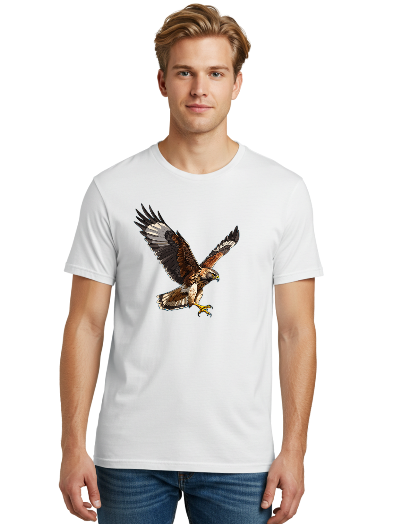 Hawk-In-Flight-2 Men'S Graphic Tee, 100% Cotton, Comfortable Casual Summer Wear, Machine Washable, Vintage Camera, Old Camera, Antique Camera, Black Camera, Classic Photography, Photography Equipment, Nostalgic Device, Film Camera, Camera Art Bao521