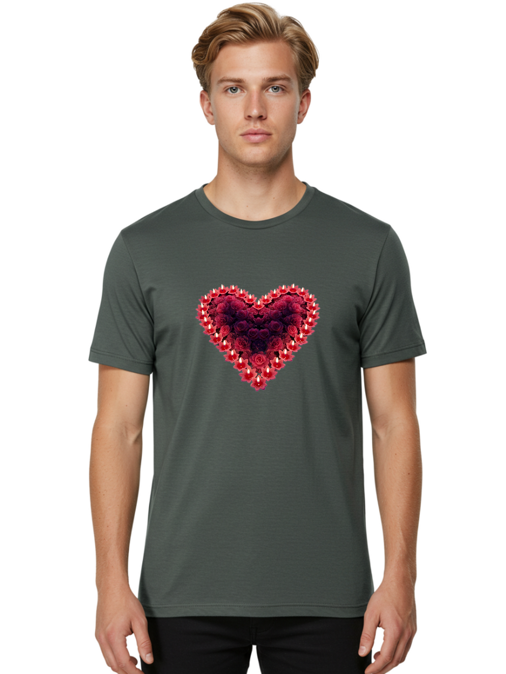 Heart-Of-Roses-And-Candles Men'S Graphic Tee, 100% Cotton, Comfortable Casual Summer Wear, Machine Washable, Vintage Camera, Old Camera, Antique Camera, Black Camera, Classic Photography, Photography Equipment, Nostalgic Device, Film Camera, Bao524