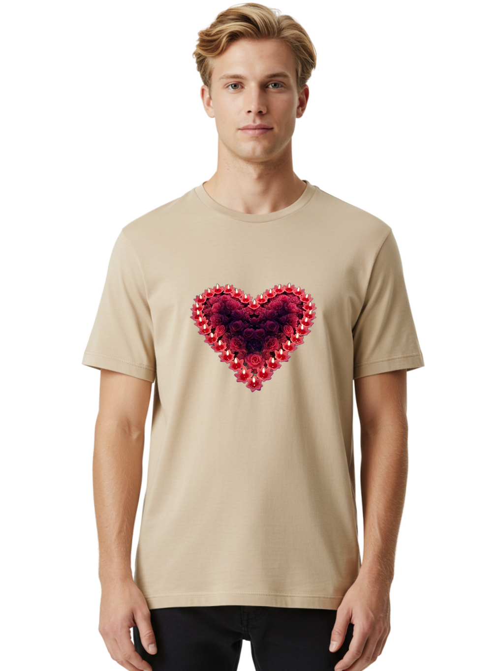 Heart-Of-Roses-And-Candles Men'S Graphic Tee, 100% Cotton, Comfortable Casual Summer Wear, Machine Washable, Vintage Camera, Old Camera, Antique Camera, Black Camera, Classic Photography, Photography Equipment, Nostalgic Device, Film Camera, Bao524