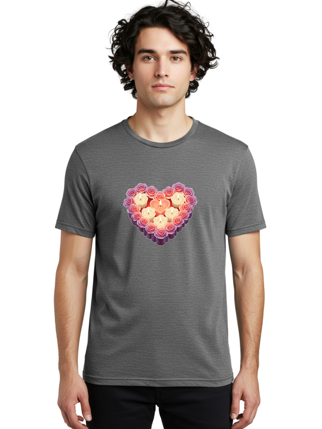 Heart-Shaped-Candles-And-Roses Men'S Graphic Tee, 100% Cotton, Comfortable Casual Summer Wear, Machine Washable, Vintage Camera, Old Camera, Antique Camera, Black Camera, Classic Photography, Photography Equipment, Nostalgic Device, Bao528