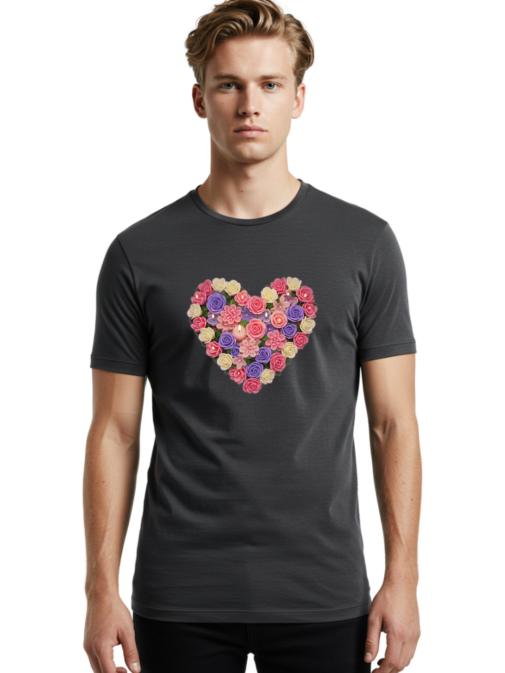 Heart-Shaped-Flowers Men'S Graphic Tee, 100% Cotton, Comfortable Casual Summer Wear, Machine Washable, Vintage Camera, Old Camera, Antique Camera, Black Camera, Classic Photography, Photography Equipment, Nostalgic Device, Film Camera, Bao529