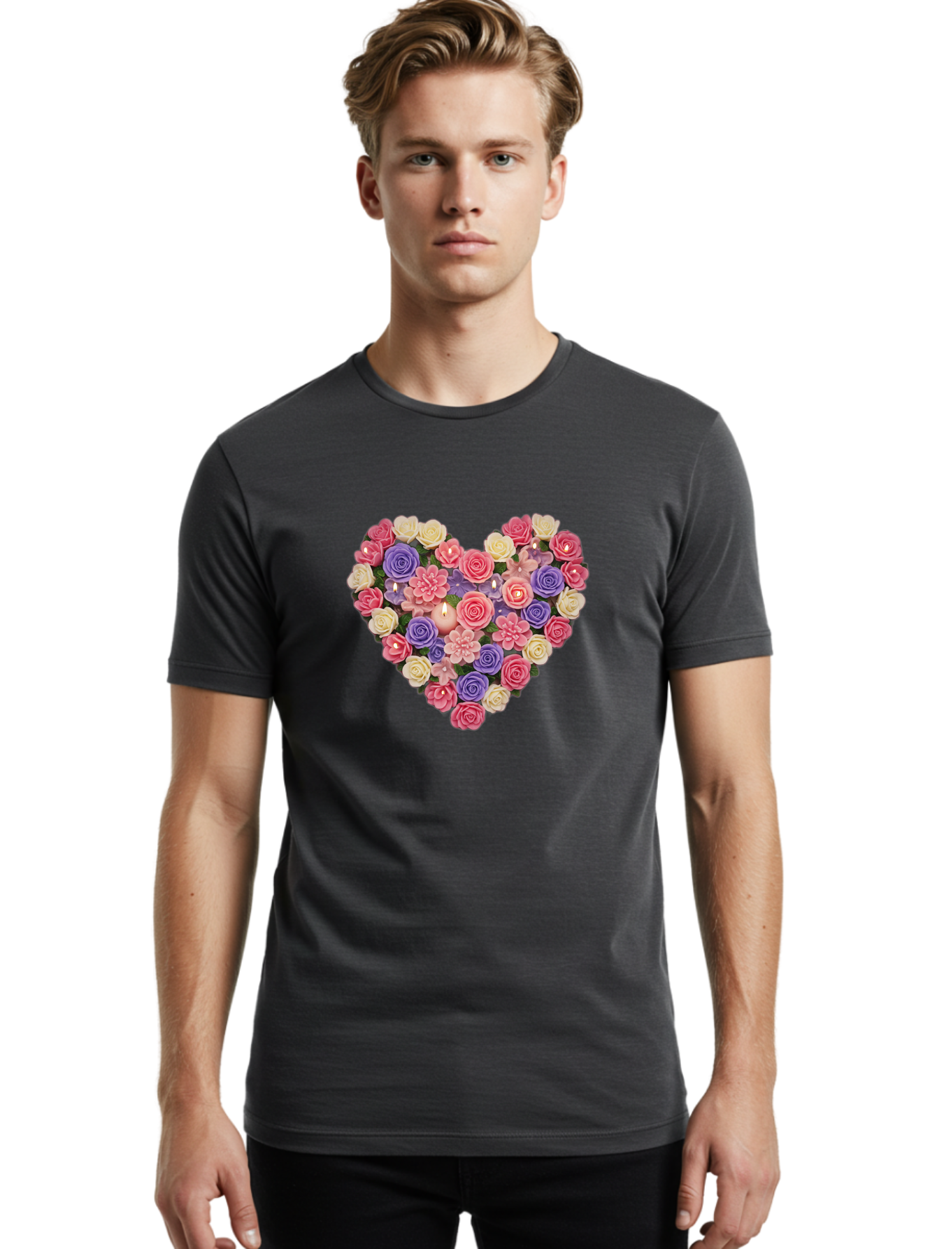 Heart-Shaped-Flowers Men'S Graphic Tee, 100% Cotton, Comfortable Casual Summer Wear, Machine Washable, Vintage Camera, Old Camera, Antique Camera, Black Camera, Classic Photography, Photography Equipment, Nostalgic Device, Film Camera, Bao529