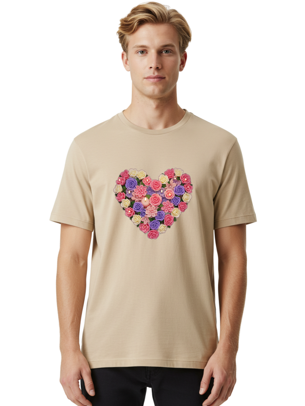 Heart-Shaped-Flowers Men'S Graphic Tee, 100% Cotton, Comfortable Casual Summer Wear, Machine Washable, Vintage Camera, Old Camera, Antique Camera, Black Camera, Classic Photography, Photography Equipment, Nostalgic Device, Film Camera, Bao529