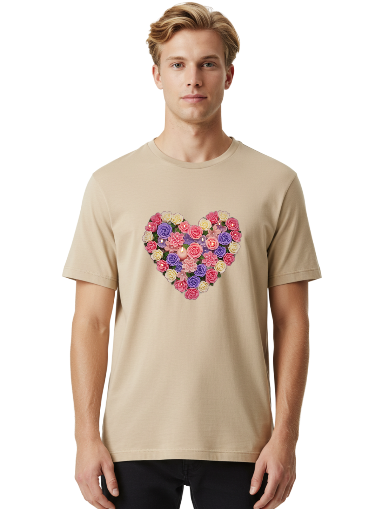 Heart-Shaped-Flowers Men'S Graphic Tee, 100% Cotton, Comfortable Casual Summer Wear, Machine Washable, Vintage Camera, Old Camera, Antique Camera, Black Camera, Classic Photography, Photography Equipment, Nostalgic Device, Film Camera, Bao529