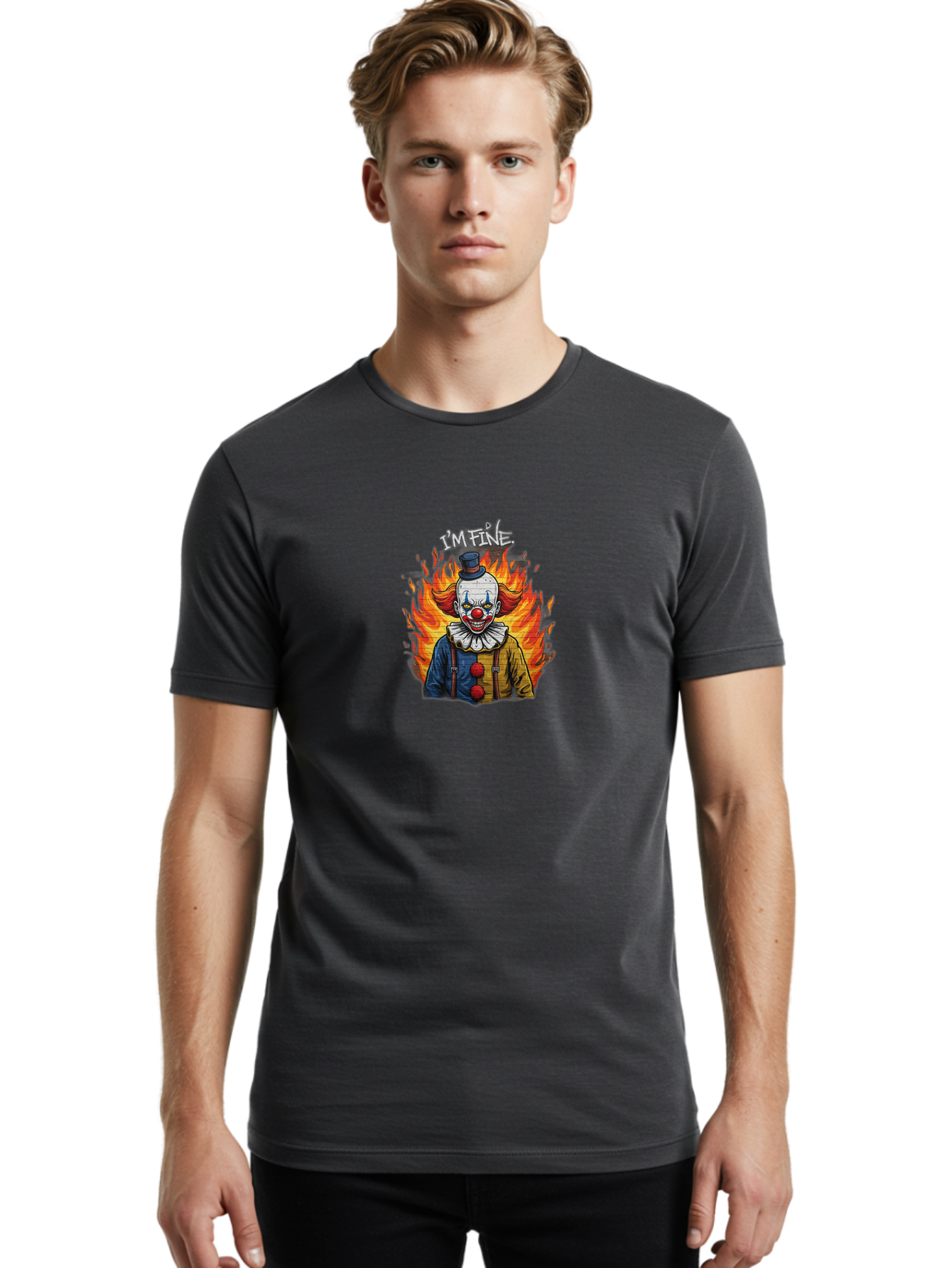 I-M-Fine-Clown-1 Men'S Graphic Tee, 100% Cotton, Comfortable Casual Summer Wear, Machine Washable, Vintage Camera, Old Camera, Antique Camera, Black Camera, Classic Photography, Photography Equipment, Nostalgic Device, Film Camera, Camera Art Bao539