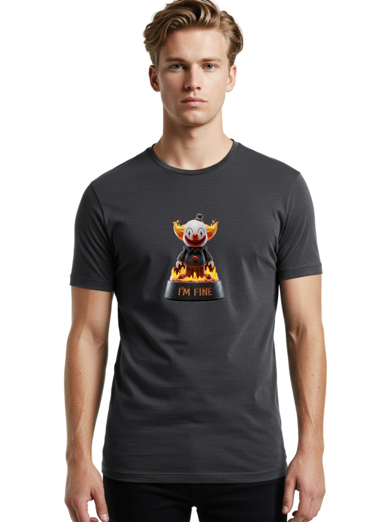 I-M-Fine-Clown-3 Men'S Graphic Tee, 100% Cotton, Comfortable Casual Summer Wear, Machine Washable, Vintage Camera, Old Camera, Antique Camera, Black Camera, Classic Photography, Photography Equipment, Nostalgic Device, Film Camera, Camera Art Bao541