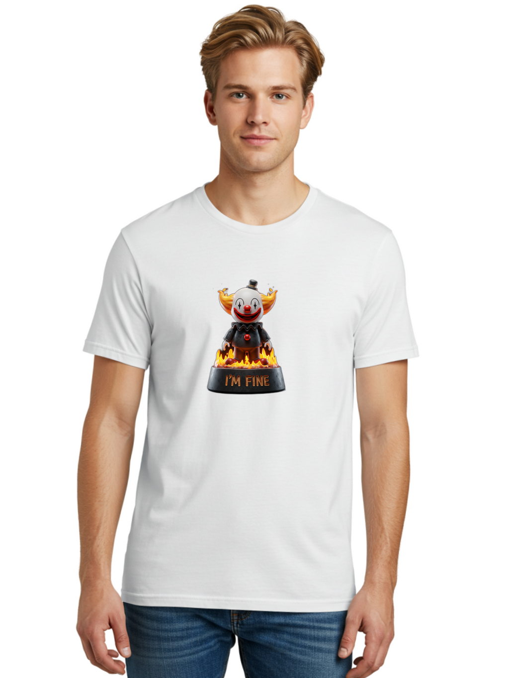 I-M-Fine-Clown-3 Men'S Graphic Tee, 100% Cotton, Comfortable Casual Summer Wear, Machine Washable, Vintage Camera, Old Camera, Antique Camera, Black Camera, Classic Photography, Photography Equipment, Nostalgic Device, Film Camera, Camera Art Bao541