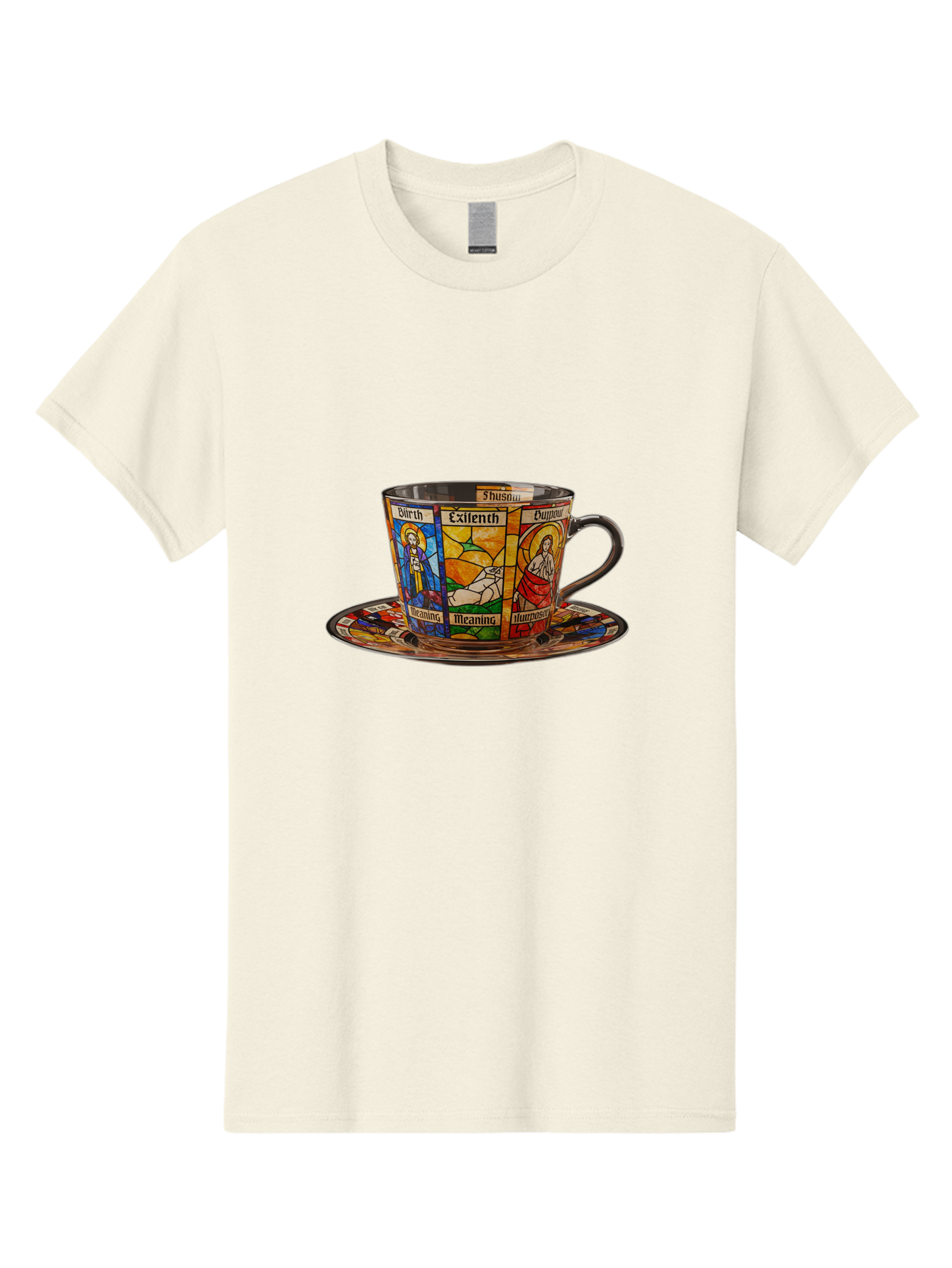 Jesus-Stained-Glass-Tea-Cup Men'S Graphic Tee, 100% Cotton, Comfortable Casual Summer Wear, Machine Washable, Vintage Camera, Old Camera, Antique Camera, Black Camera, Classic Photography, Photography Equipment, Nostalgic Device, Film Camera, Bao549