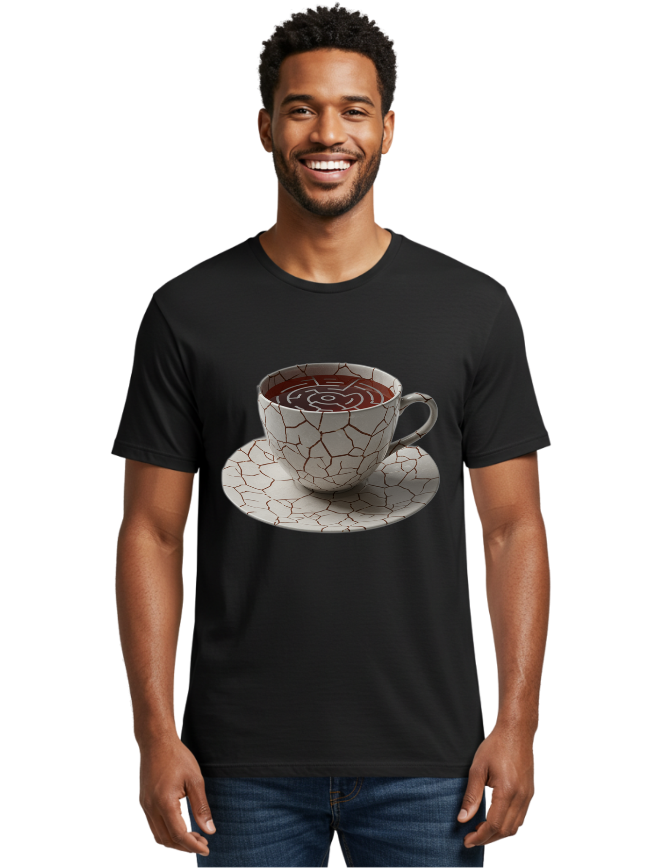 Kintsugi-Coffee-Cup Men'S Graphic Tee, 100% Cotton, Comfortable Casual Summer Wear, Machine Washable, Vintage Camera, Old Camera, Antique Camera, Black Camera, Classic Photography, Photography Equipment, Nostalgic Device, Film Camera, Bao555