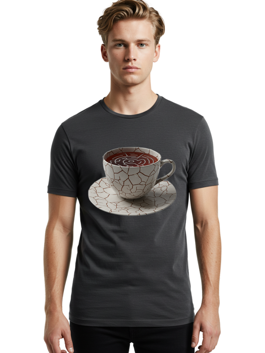 Kintsugi-Coffee-Cup Men'S Graphic Tee, 100% Cotton, Comfortable Casual Summer Wear, Machine Washable, Vintage Camera, Old Camera, Antique Camera, Black Camera, Classic Photography, Photography Equipment, Nostalgic Device, Film Camera, Bao555
