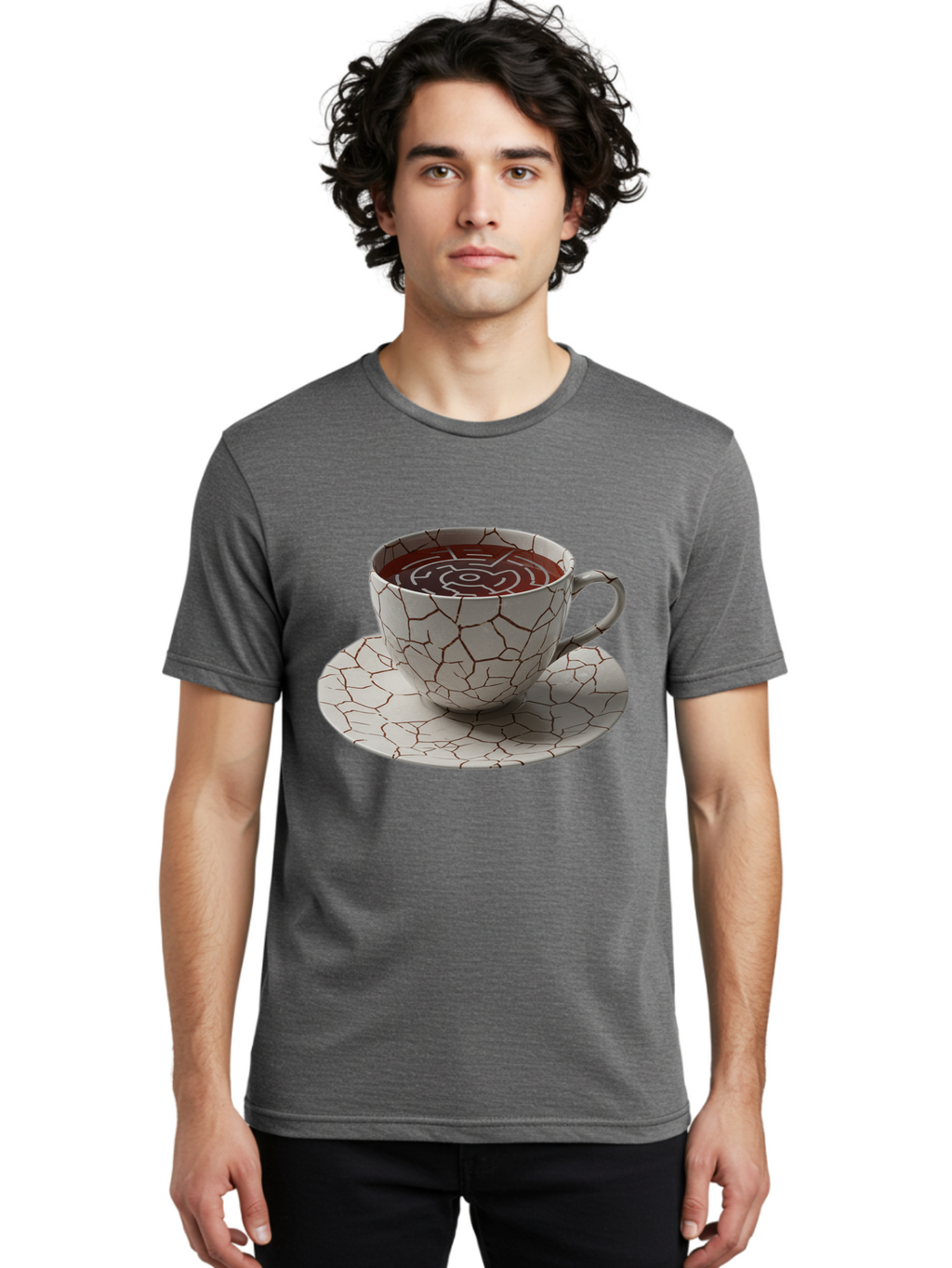 Kintsugi-Coffee-Cup Men'S Graphic Tee, 100% Cotton, Comfortable Casual Summer Wear, Machine Washable, Vintage Camera, Old Camera, Antique Camera, Black Camera, Classic Photography, Photography Equipment, Nostalgic Device, Film Camera, Bao555