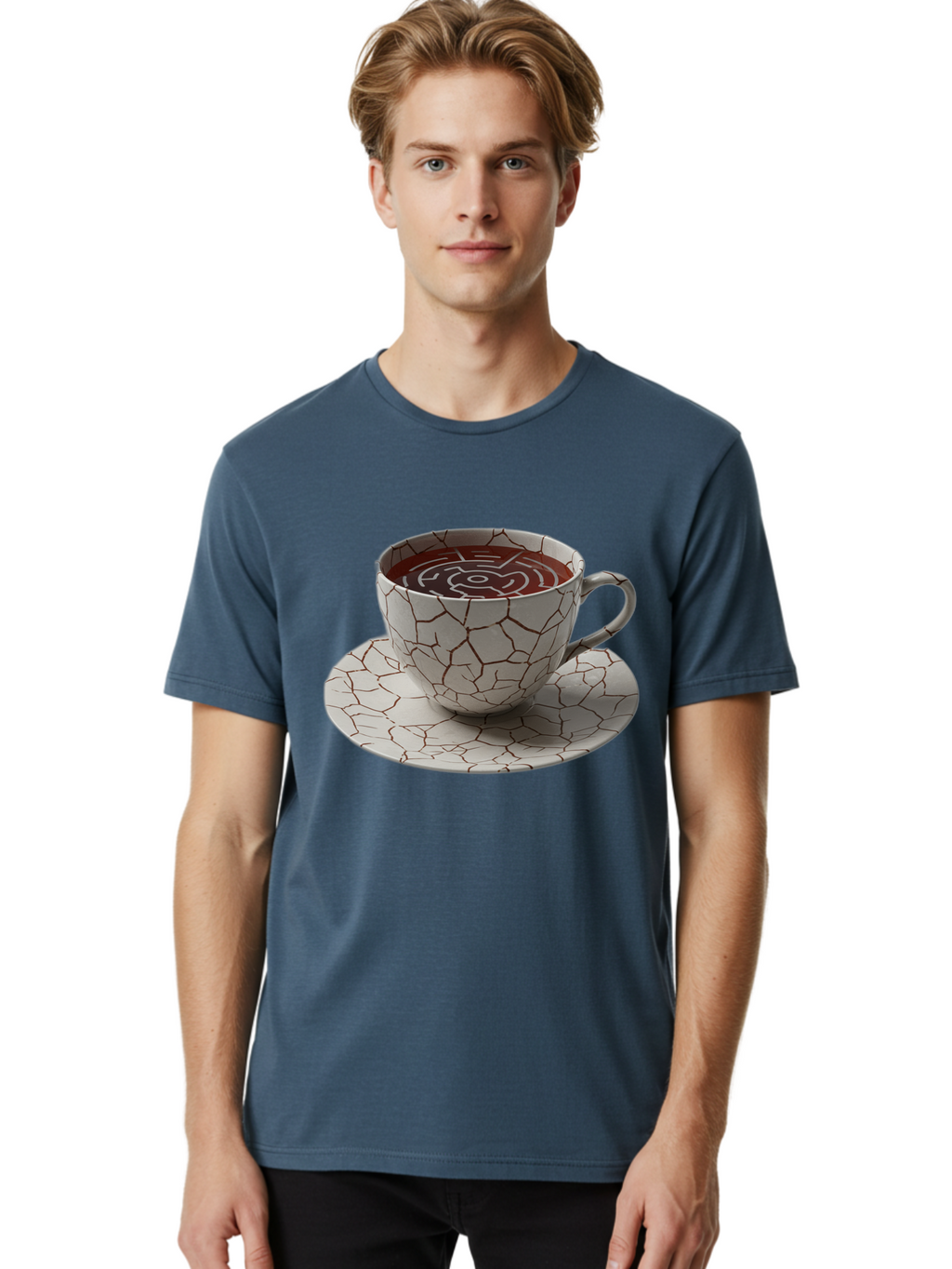 Kintsugi-Coffee-Cup Men'S Graphic Tee, 100% Cotton, Comfortable Casual Summer Wear, Machine Washable, Vintage Camera, Old Camera, Antique Camera, Black Camera, Classic Photography, Photography Equipment, Nostalgic Device, Film Camera, Bao555