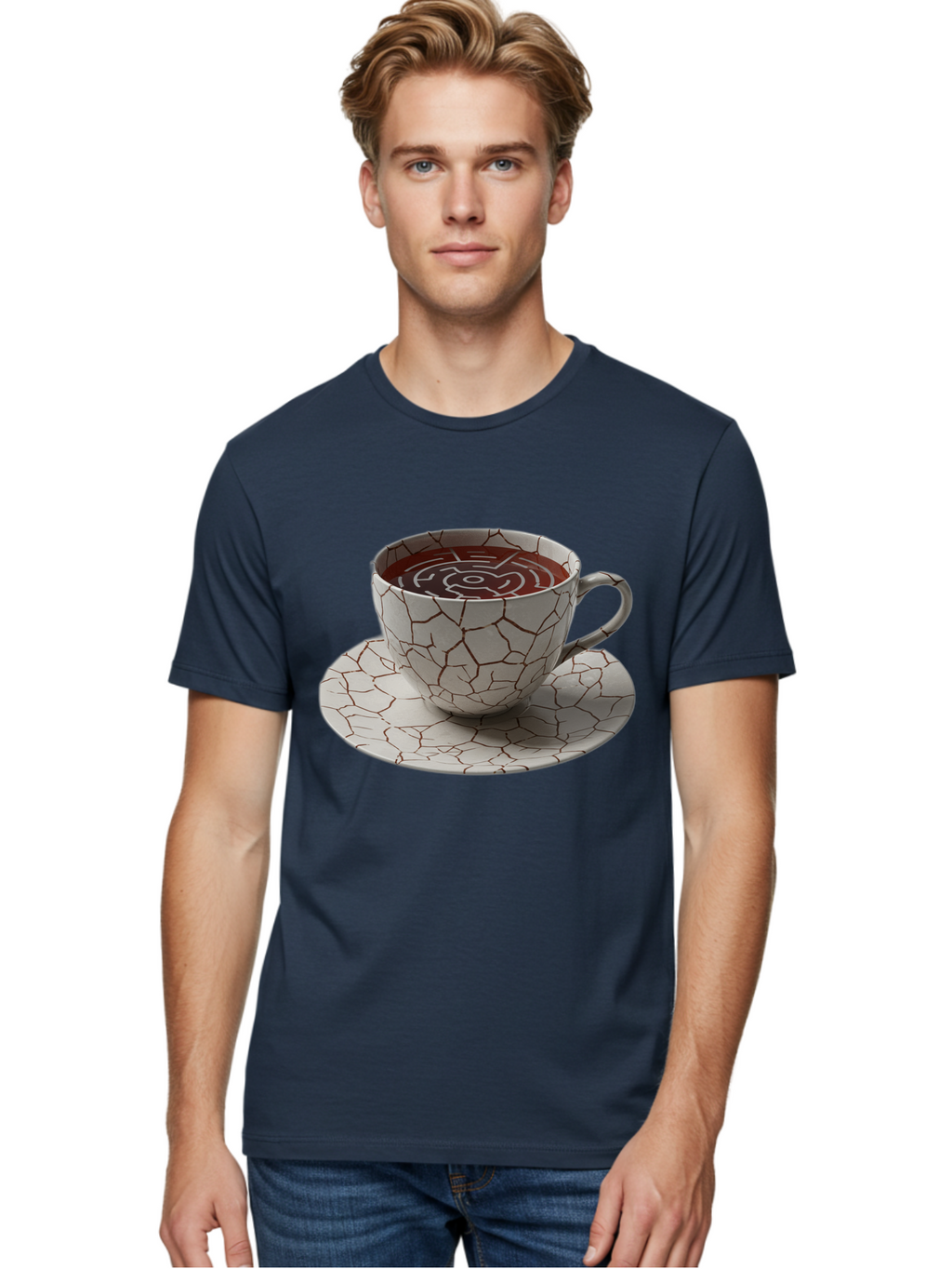 Kintsugi-Coffee-Cup Men'S Graphic Tee, 100% Cotton, Comfortable Casual Summer Wear, Machine Washable, Vintage Camera, Old Camera, Antique Camera, Black Camera, Classic Photography, Photography Equipment, Nostalgic Device, Film Camera, Bao555