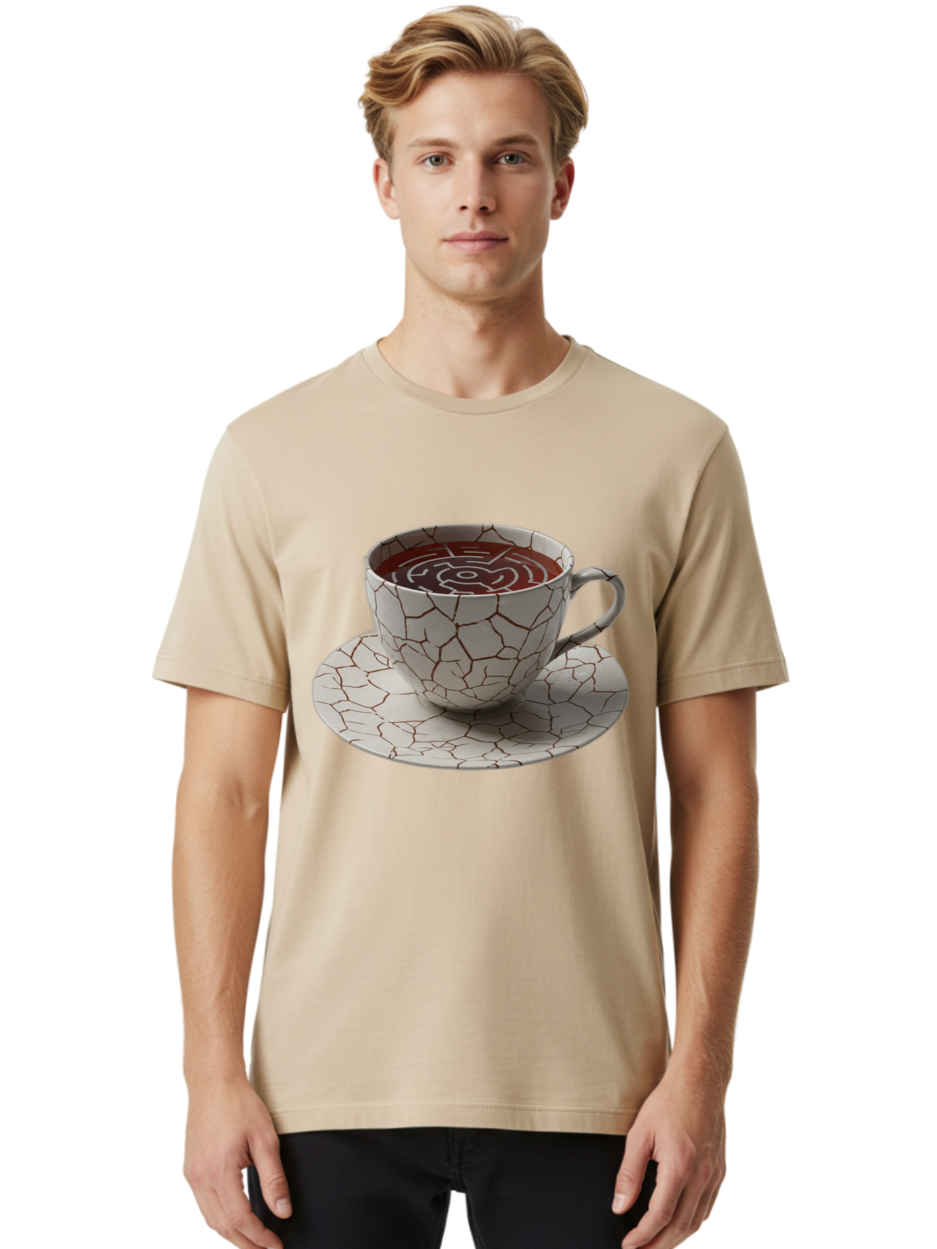 Kintsugi-Coffee-Cup Men'S Graphic Tee, 100% Cotton, Comfortable Casual Summer Wear, Machine Washable, Vintage Camera, Old Camera, Antique Camera, Black Camera, Classic Photography, Photography Equipment, Nostalgic Device, Film Camera, Bao555