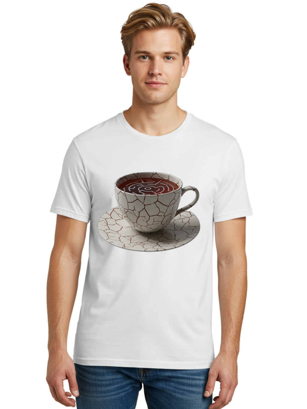 Kintsugi-Coffee-Cup Men'S Graphic Tee, 100% Cotton, Comfortable Casual Summer Wear, Machine Washable, Vintage Camera, Old Camera, Antique Camera, Black Camera, Classic Photography, Photography Equipment, Nostalgic Device, Film Camera, Bao555