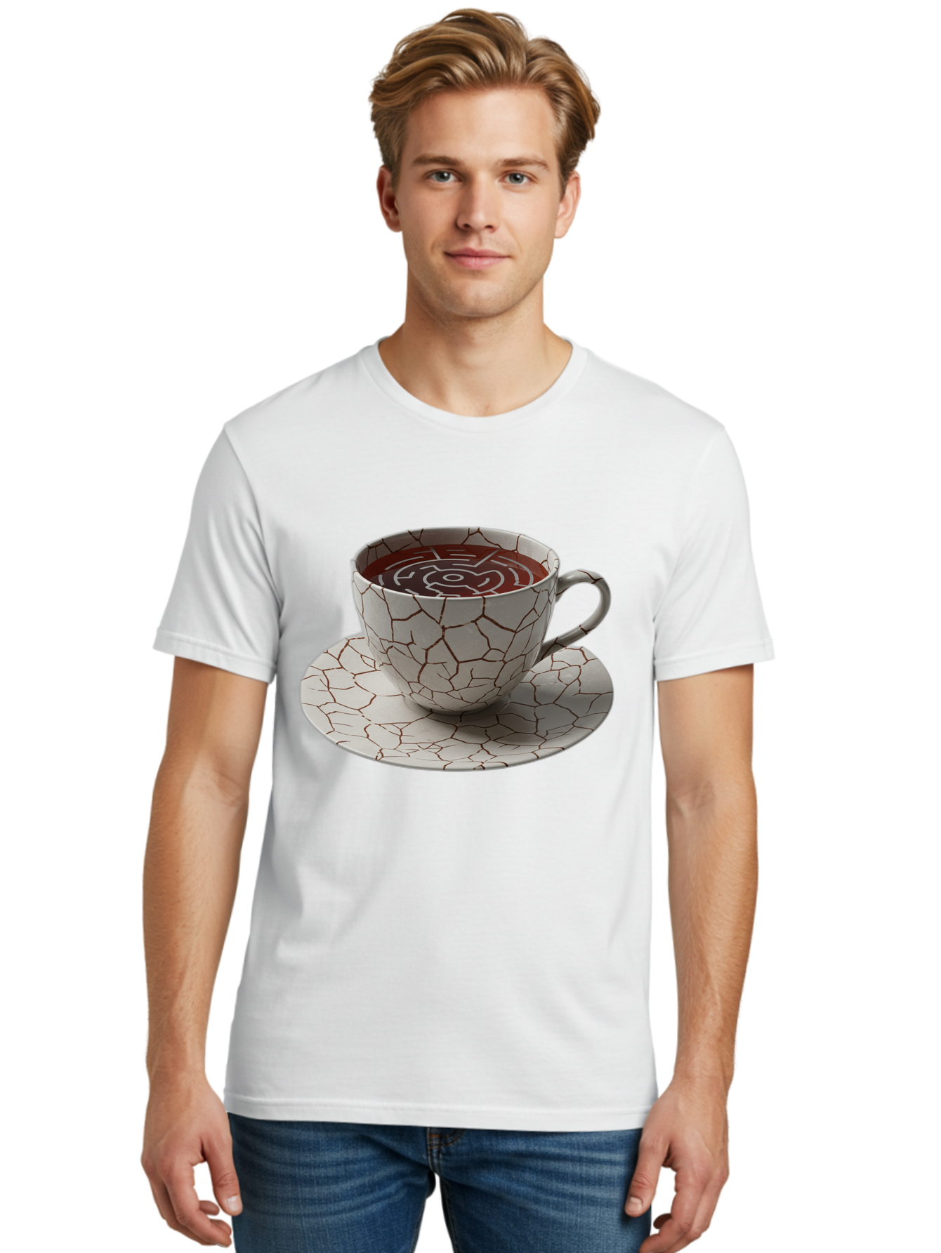 Kintsugi-Coffee-Cup Men'S Graphic Tee, 100% Cotton, Comfortable Casual Summer Wear, Machine Washable, Vintage Camera, Old Camera, Antique Camera, Black Camera, Classic Photography, Photography Equipment, Nostalgic Device, Film Camera, Bao555