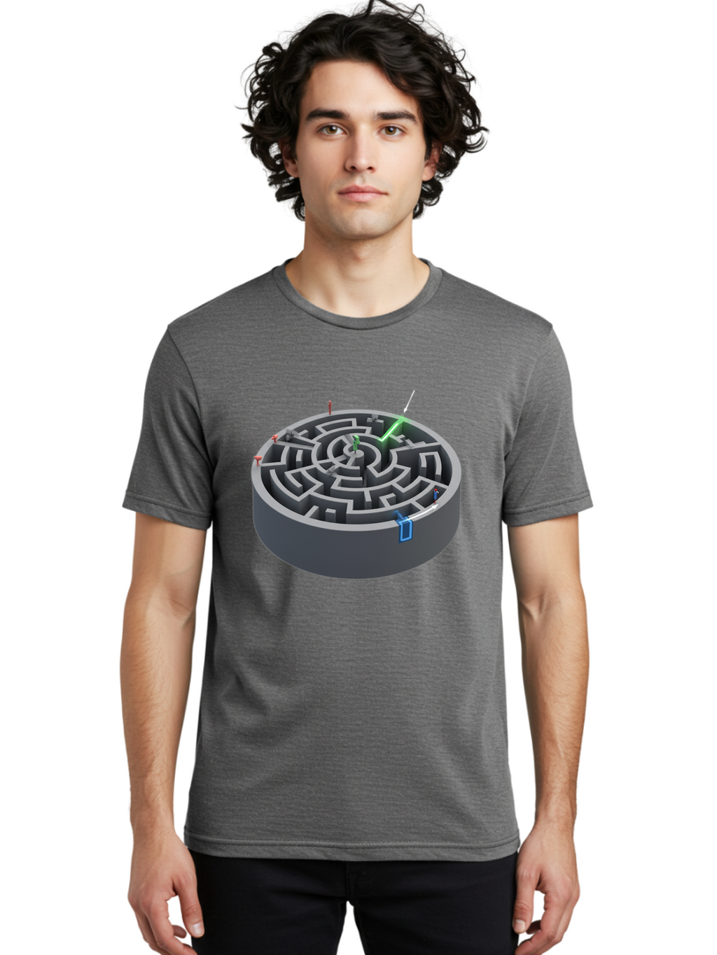 Labyrinth Men'S Graphic Tee, 100% Cotton, Comfortable Casual Summer Wear, Machine Washable, Vintage Camera, Old Camera, Antique Camera, Black Camera, Classic Photography, Photography Equipment, Nostalgic Device, Film Camera, Camera Art Bao559
