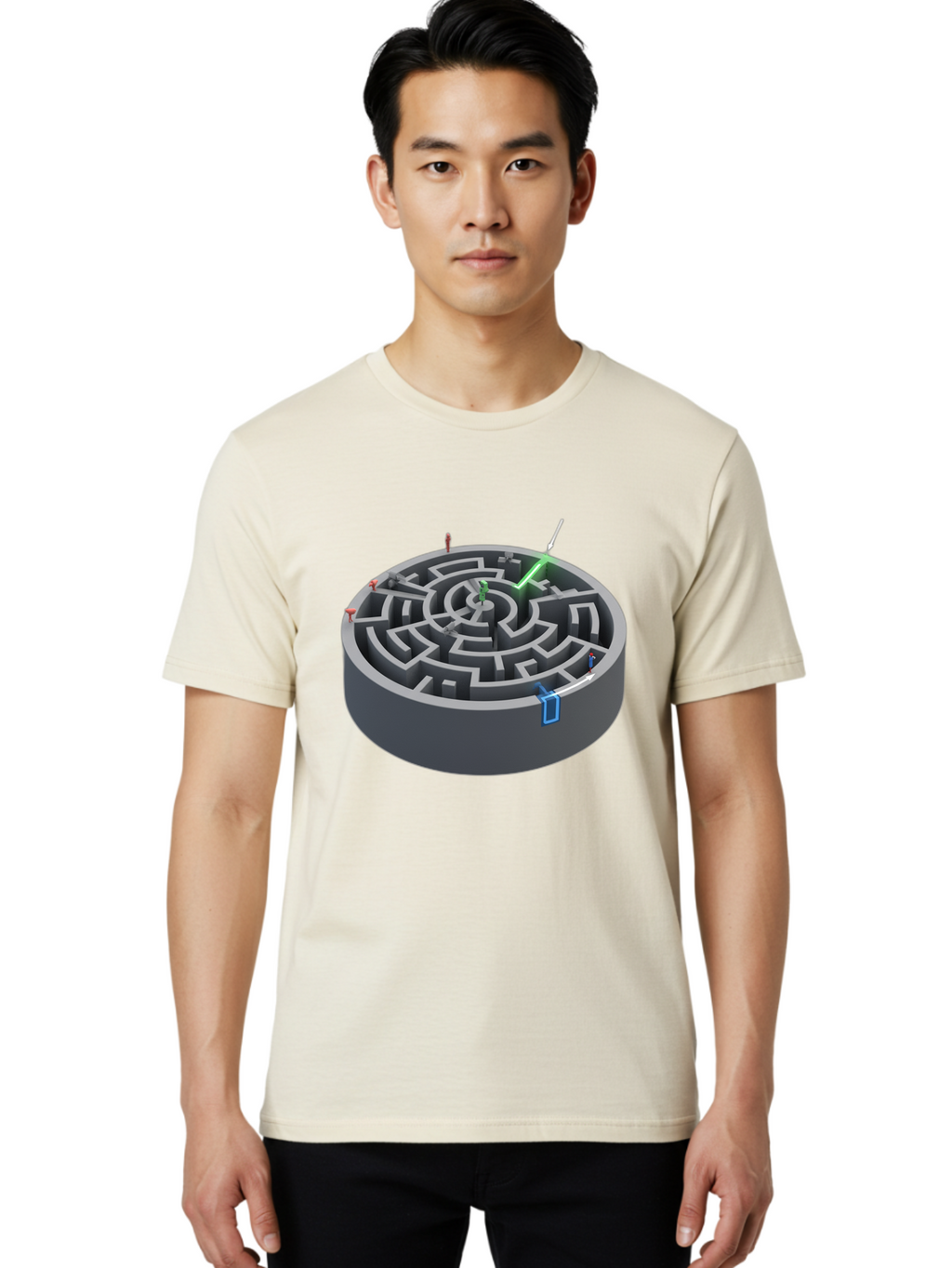 Labyrinth Men'S Graphic Tee, 100% Cotton, Comfortable Casual Summer Wear, Machine Washable, Vintage Camera, Old Camera, Antique Camera, Black Camera, Classic Photography, Photography Equipment, Nostalgic Device, Film Camera, Camera Art Bao559