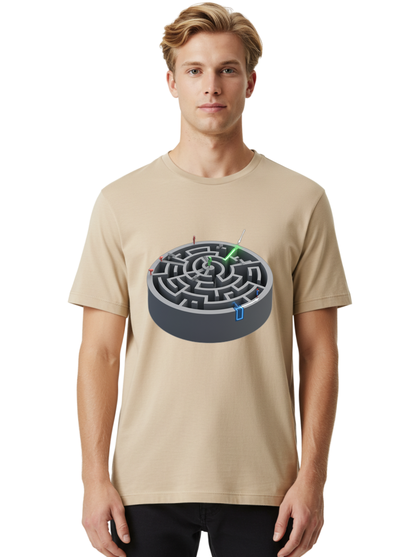 Labyrinth Men'S Graphic Tee, 100% Cotton, Comfortable Casual Summer Wear, Machine Washable, Vintage Camera, Old Camera, Antique Camera, Black Camera, Classic Photography, Photography Equipment, Nostalgic Device, Film Camera, Camera Art Bao559