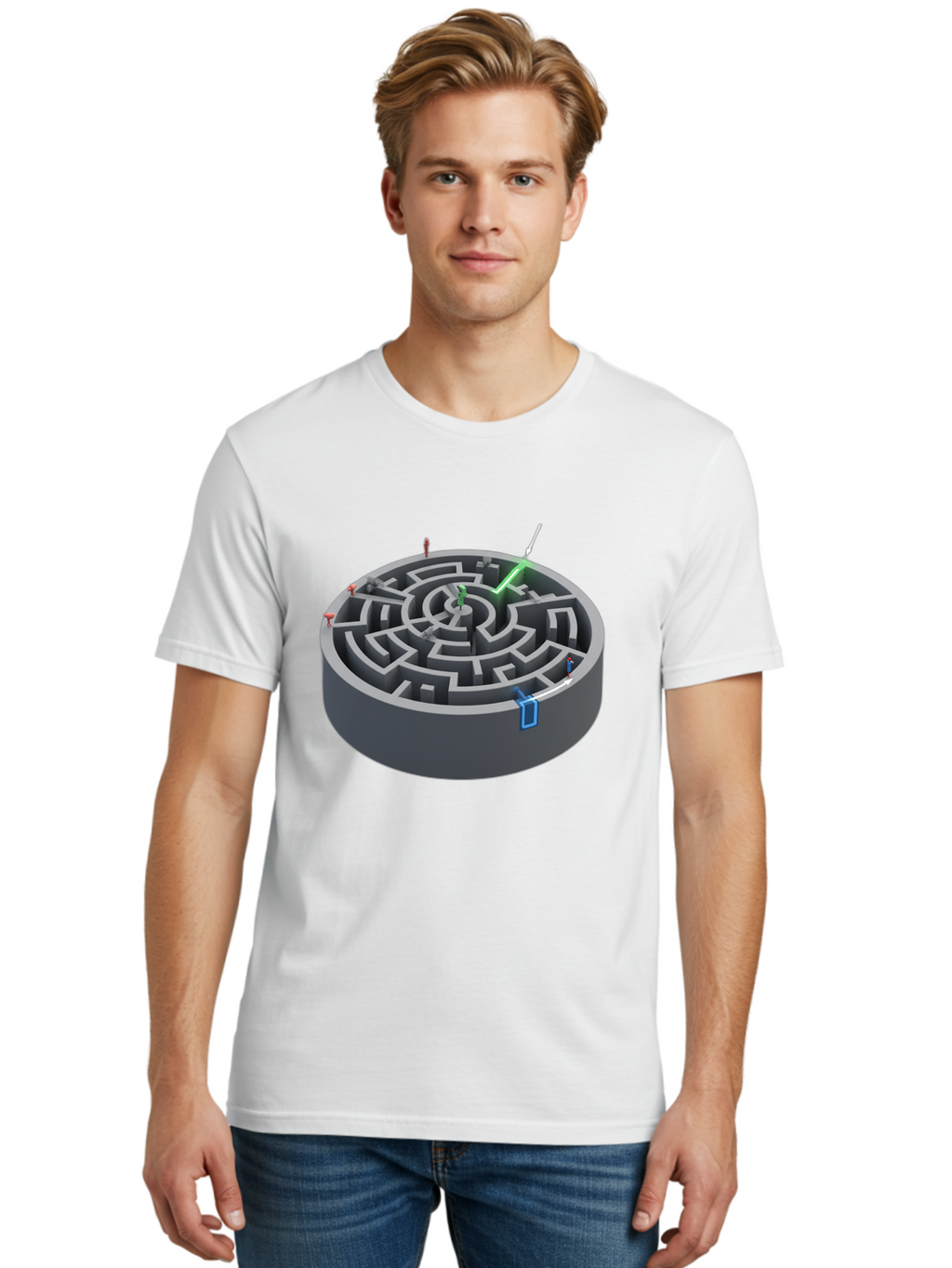 Labyrinth Men'S Graphic Tee, 100% Cotton, Comfortable Casual Summer Wear, Machine Washable, Vintage Camera, Old Camera, Antique Camera, Black Camera, Classic Photography, Photography Equipment, Nostalgic Device, Film Camera, Camera Art Bao559