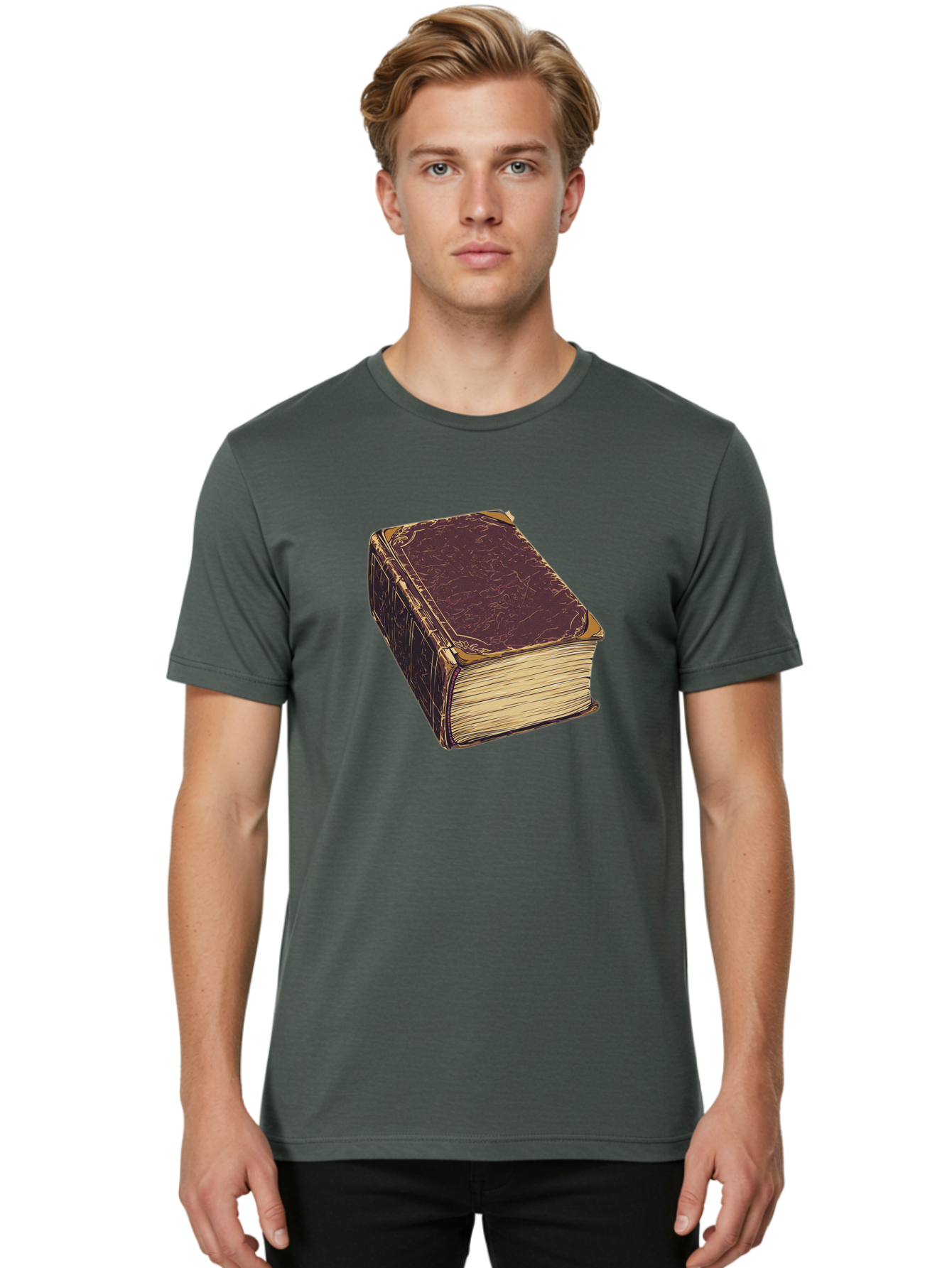 Leather-Bound-Book-1 Men'S Graphic Tee, 100% Cotton, Comfortable Casual Summer Wear, Machine Washable, Vintage Camera, Old Camera, Antique Camera, Black Camera, Classic Photography, Photography Equipment, Nostalgic Device, Film Camera, Bao576