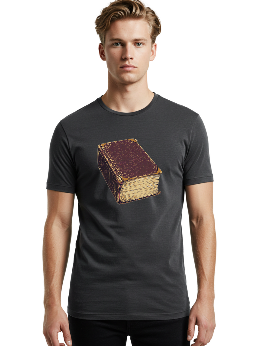 Leather-Bound-Book-1 Men'S Graphic Tee, 100% Cotton, Comfortable Casual Summer Wear, Machine Washable, Vintage Camera, Old Camera, Antique Camera, Black Camera, Classic Photography, Photography Equipment, Nostalgic Device, Film Camera, Bao576