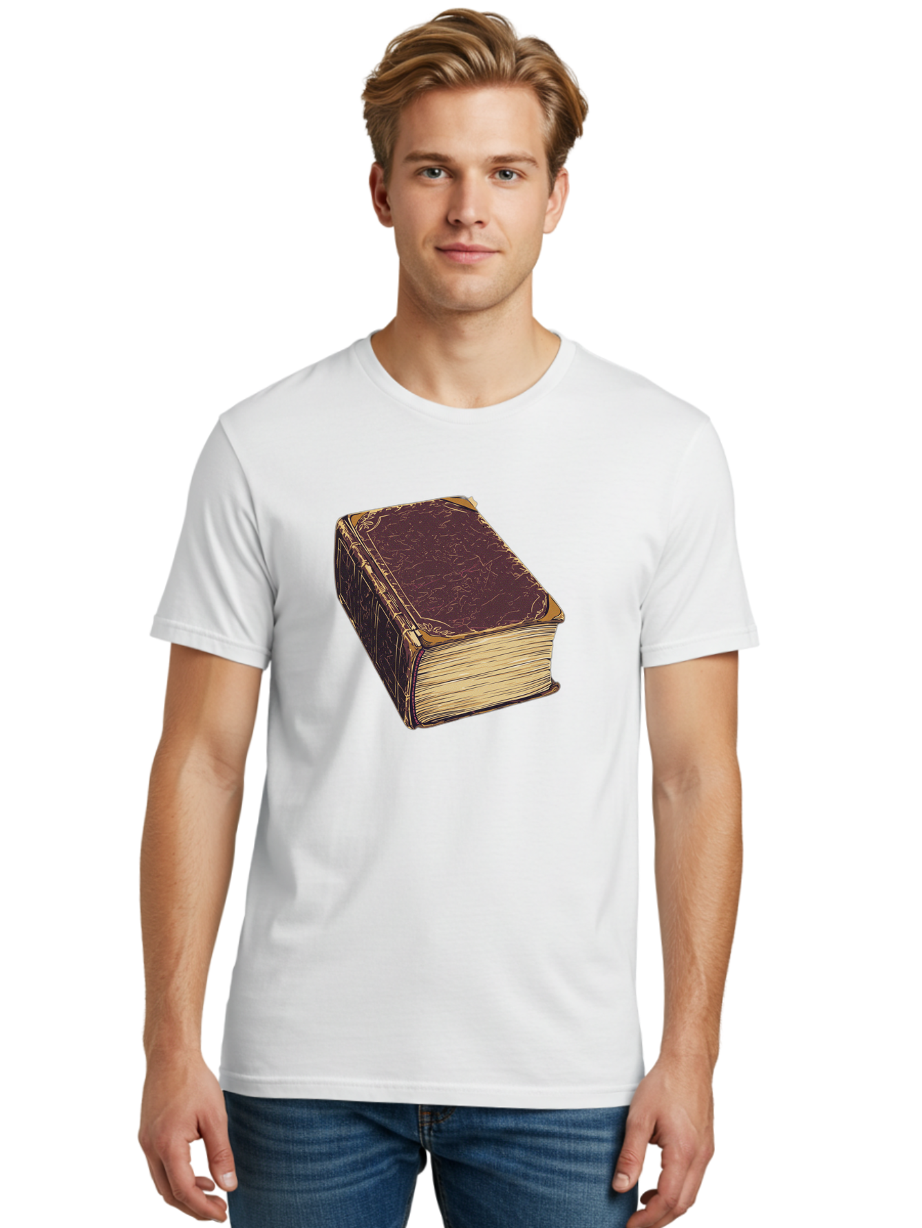 Leather-Bound-Book-1 Men'S Graphic Tee, 100% Cotton, Comfortable Casual Summer Wear, Machine Washable, Vintage Camera, Old Camera, Antique Camera, Black Camera, Classic Photography, Photography Equipment, Nostalgic Device, Film Camera, Bao576