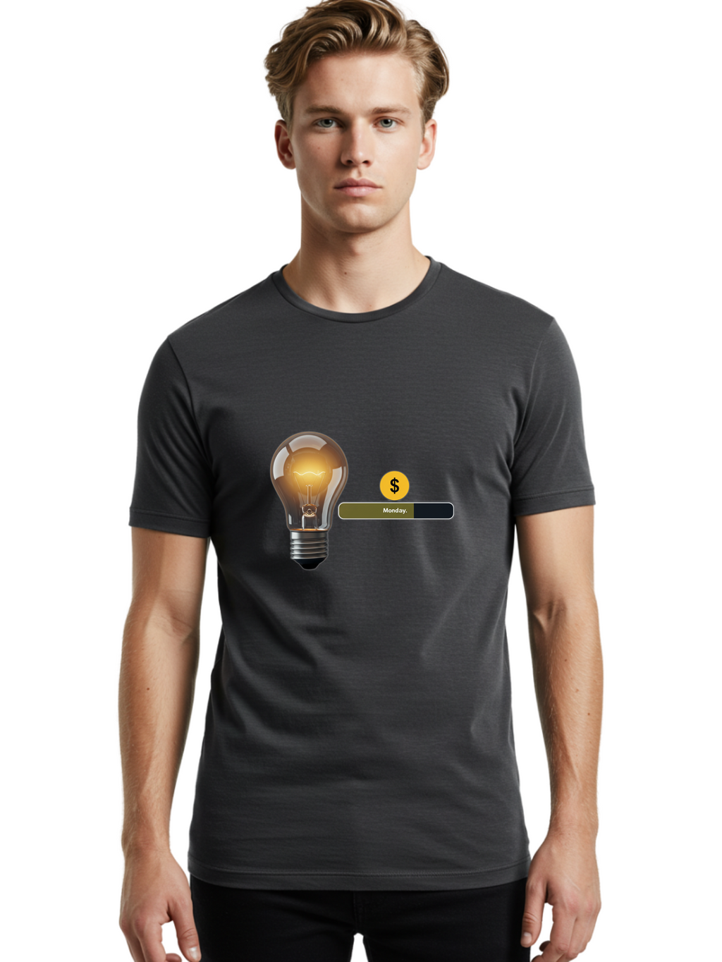 Lightbulb-Monday Men'S Graphic Tee, 100% Cotton, Comfortable Casual Summer Wear, Machine Washable, Vintage Camera, Old Camera, Antique Camera, Black Camera, Classic Photography, Photography Equipment, Nostalgic Device, Film Camera, Camera Art Bao587