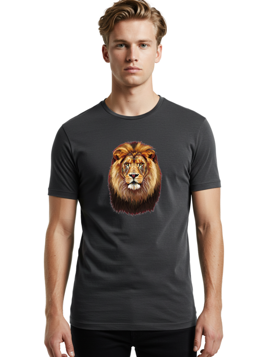 Lion-Head-1 Men'S Graphic Tee, 100% Cotton, Comfortable Casual Summer Wear, Machine Washable, Vintage Camera, Old Camera, Antique Camera, Black Camera, Classic Photography, Photography Equipment, Nostalgic Device, Film Camera, Camera Art Bao592