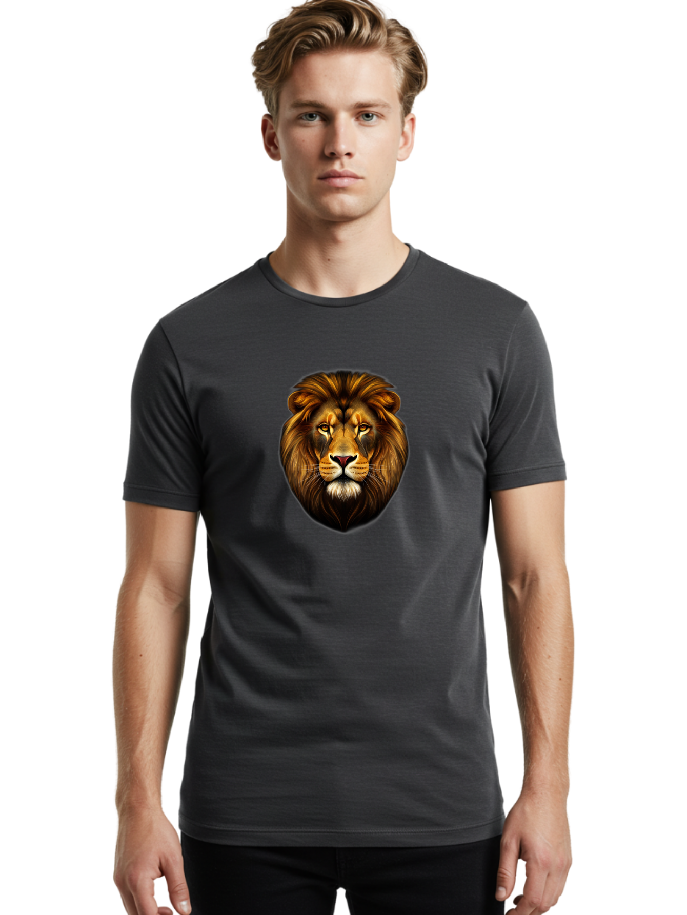 Lion-Head-2 Men'S Graphic Tee, 100% Cotton, Comfortable Casual Summer Wear, Machine Washable, Vintage Camera, Old Camera, Antique Camera, Black Camera, Classic Photography, Photography Equipment, Nostalgic Device, Film Camera, Camera Art Bao593