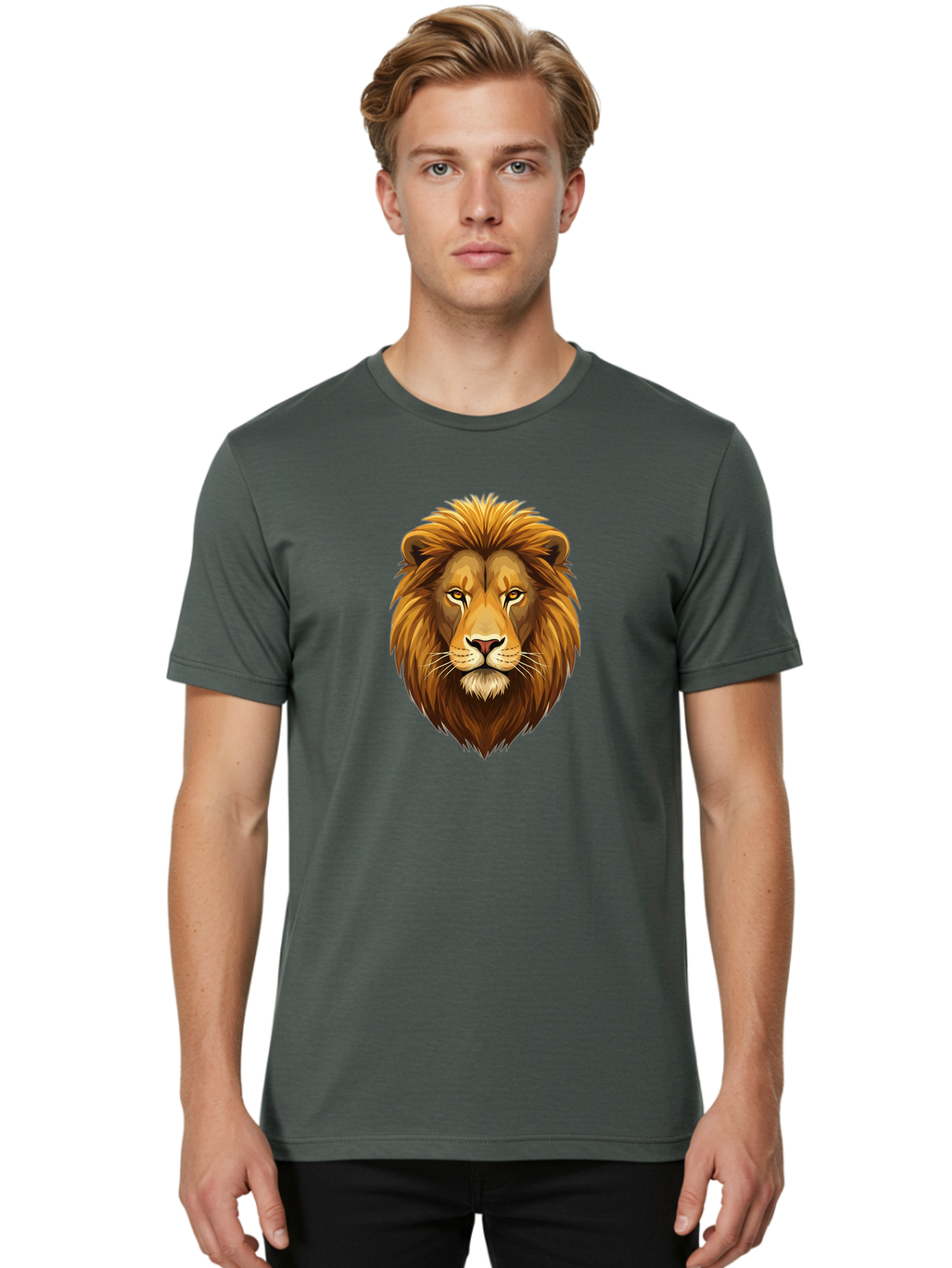 Lion-Head-3 Men'S Graphic Tee, 100% Cotton, Comfortable Casual Summer Wear, Machine Washable, Vintage Camera, Old Camera, Antique Camera, Black Camera, Classic Photography, Photography Equipment, Nostalgic Device, Film Camera, Camera Art Bao594