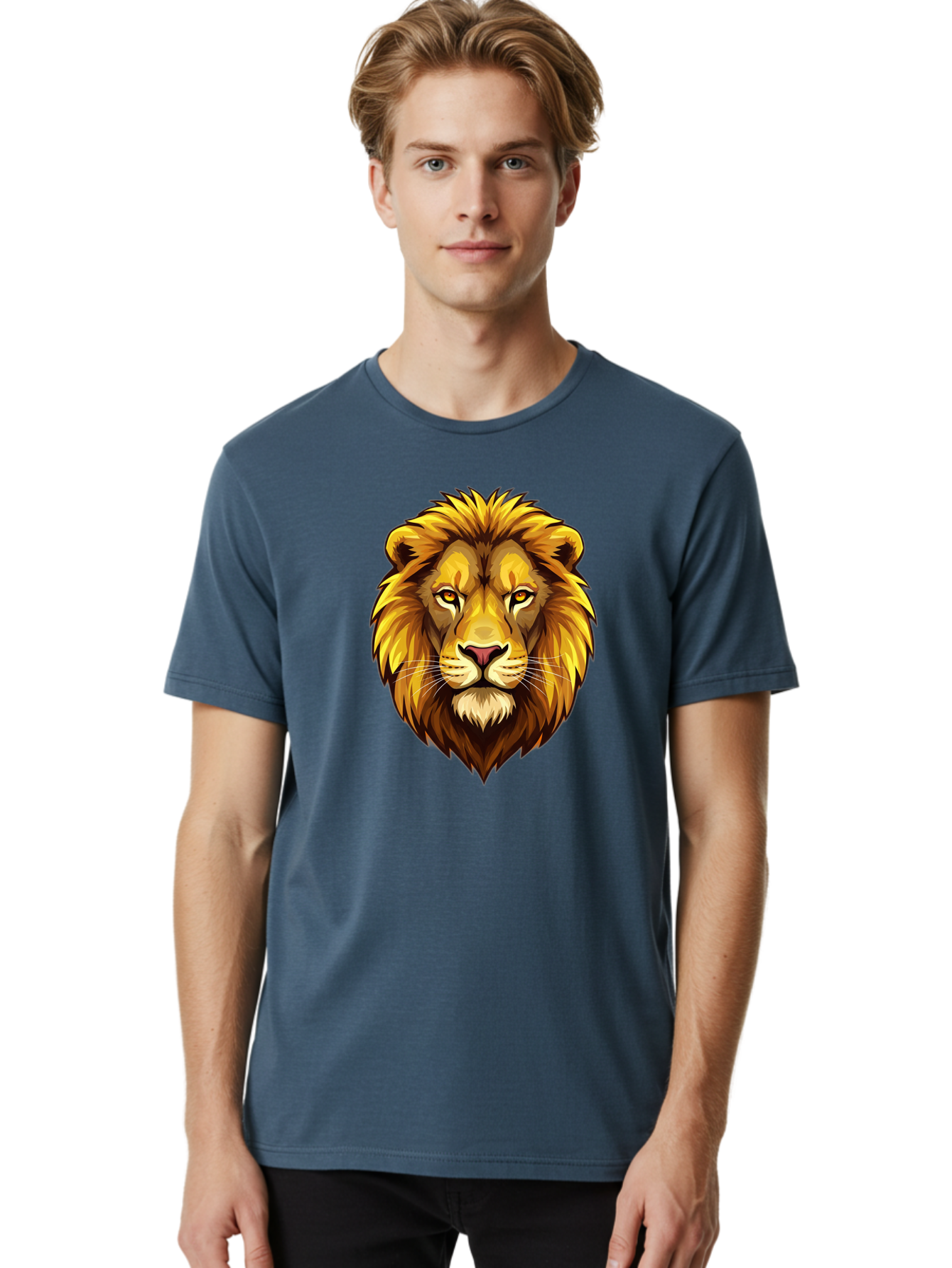 Lion-Head-Logo Men'S Graphic Tee, 100% Cotton, Comfortable Casual Summer Wear, Machine Washable, Vintage Camera, Old Camera, Antique Camera, Black Camera, Classic Photography, Photography Equipment, Nostalgic Device, Film Camera, Camera Art Bao601