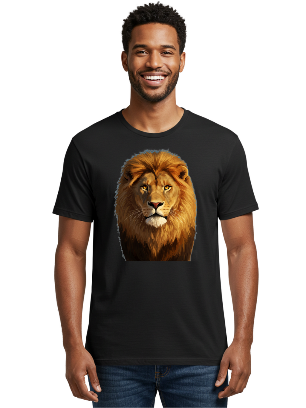 Lion-Portrait-1 Men'S Graphic Tee, 100% Cotton, Comfortable Casual Summer Wear, Machine Washable, Vintage Camera, Old Camera, Antique Camera, Black Camera, Classic Photography, Photography Equipment, Nostalgic Device, Film Camera, Camera Art Bao603