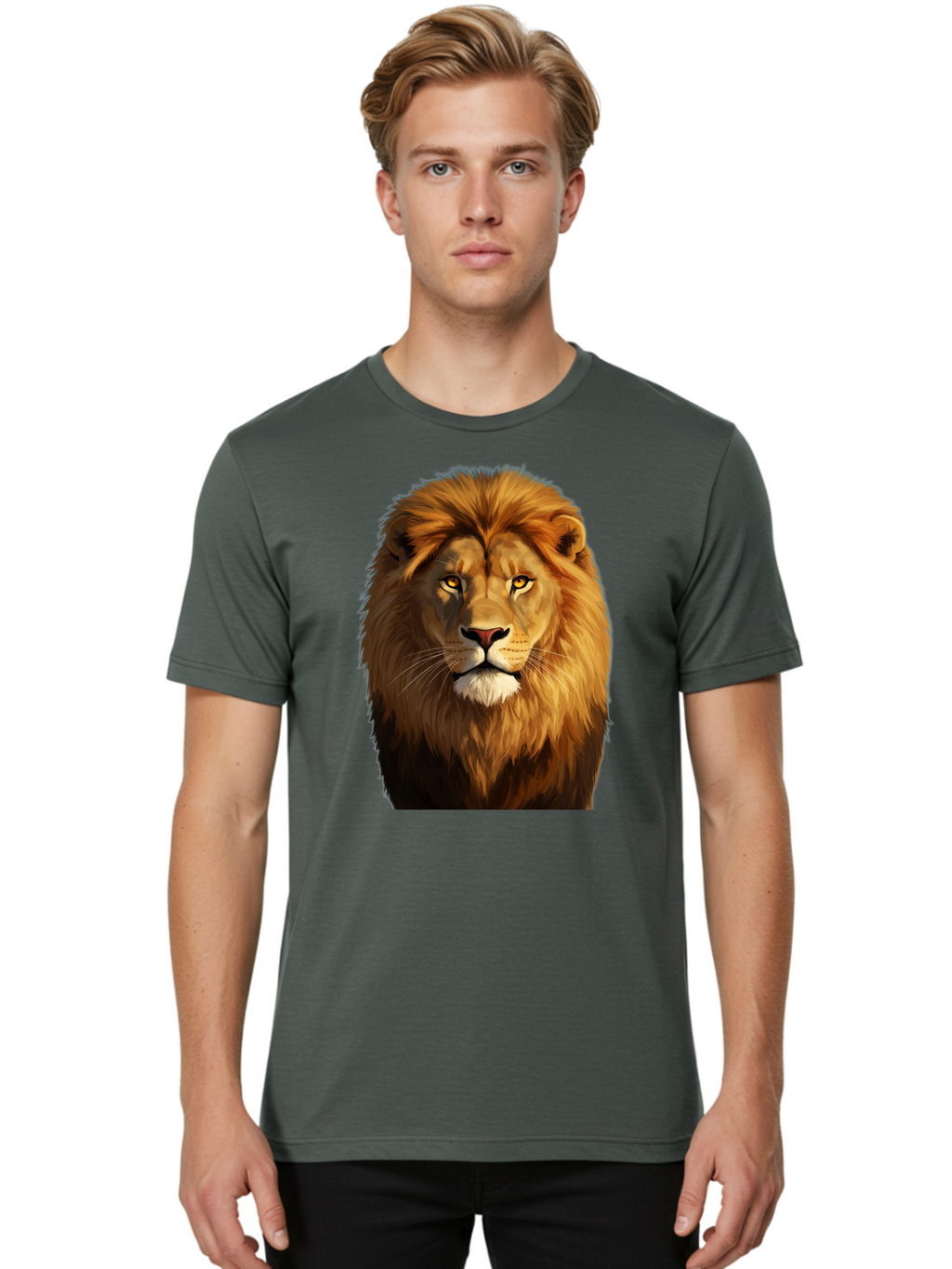 Lion-Portrait-1 Men'S Graphic Tee, 100% Cotton, Comfortable Casual Summer Wear, Machine Washable, Vintage Camera, Old Camera, Antique Camera, Black Camera, Classic Photography, Photography Equipment, Nostalgic Device, Film Camera, Camera Art Bao603