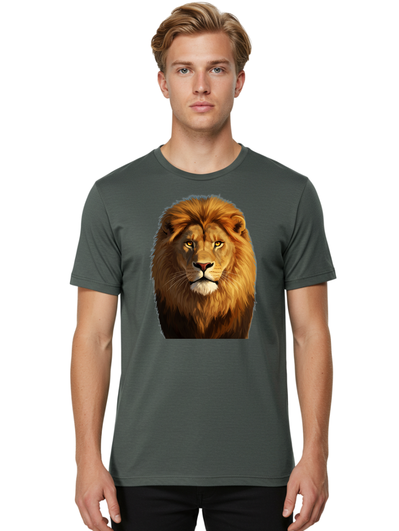 Lion-Portrait-1 Men'S Graphic Tee, 100% Cotton, Comfortable Casual Summer Wear, Machine Washable, Vintage Camera, Old Camera, Antique Camera, Black Camera, Classic Photography, Photography Equipment, Nostalgic Device, Film Camera, Camera Art Bao603