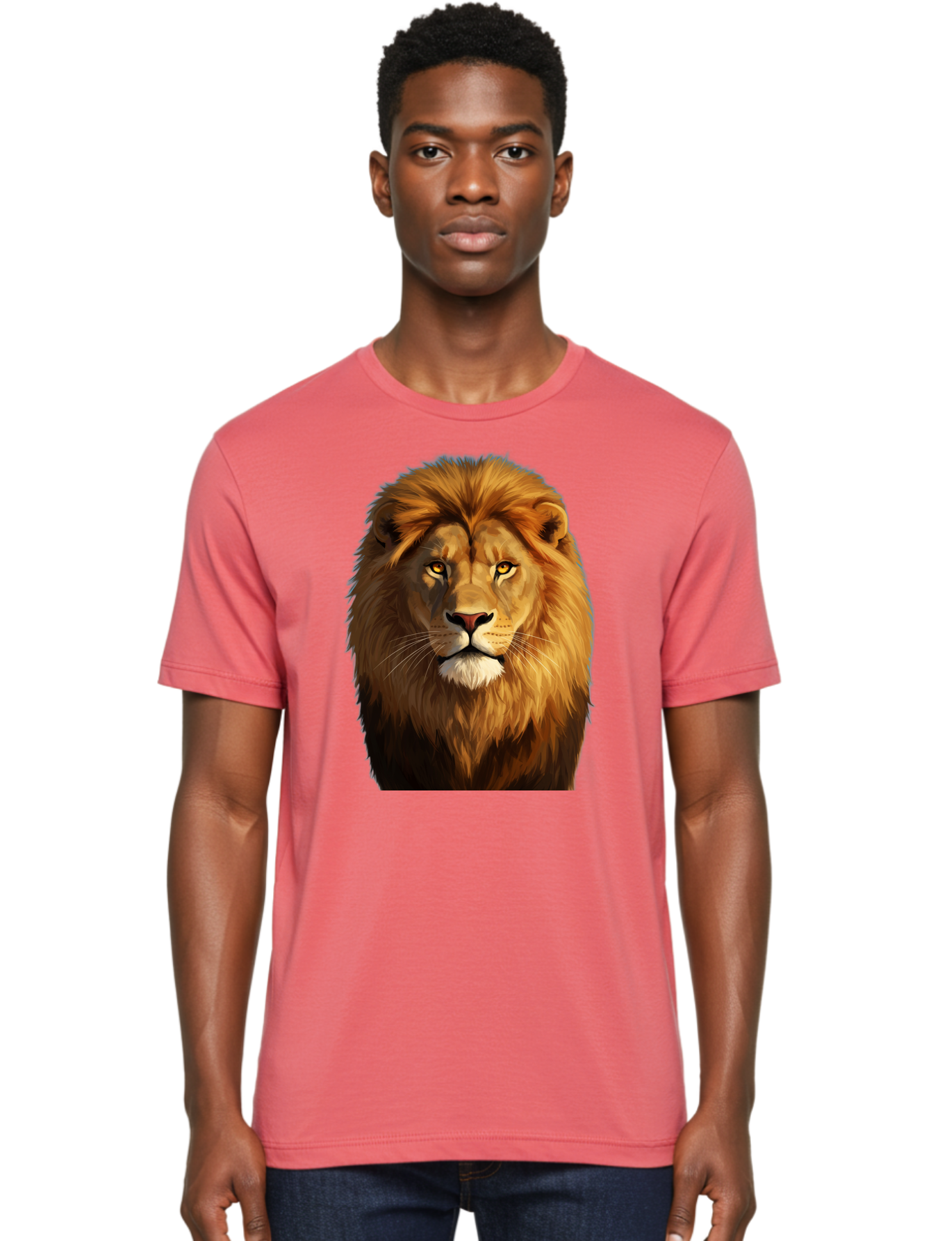 Lion-Portrait-1 Men'S Graphic Tee, 100% Cotton, Comfortable Casual Summer Wear, Machine Washable, Vintage Camera, Old Camera, Antique Camera, Black Camera, Classic Photography, Photography Equipment, Nostalgic Device, Film Camera, Camera Art Bao603