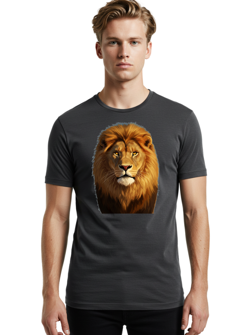 Lion-Portrait-1 Men'S Graphic Tee, 100% Cotton, Comfortable Casual Summer Wear, Machine Washable, Vintage Camera, Old Camera, Antique Camera, Black Camera, Classic Photography, Photography Equipment, Nostalgic Device, Film Camera, Camera Art Bao603