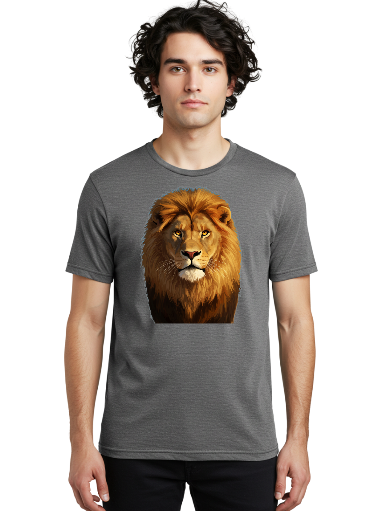 Lion-Portrait-1 Men'S Graphic Tee, 100% Cotton, Comfortable Casual Summer Wear, Machine Washable, Vintage Camera, Old Camera, Antique Camera, Black Camera, Classic Photography, Photography Equipment, Nostalgic Device, Film Camera, Camera Art Bao603