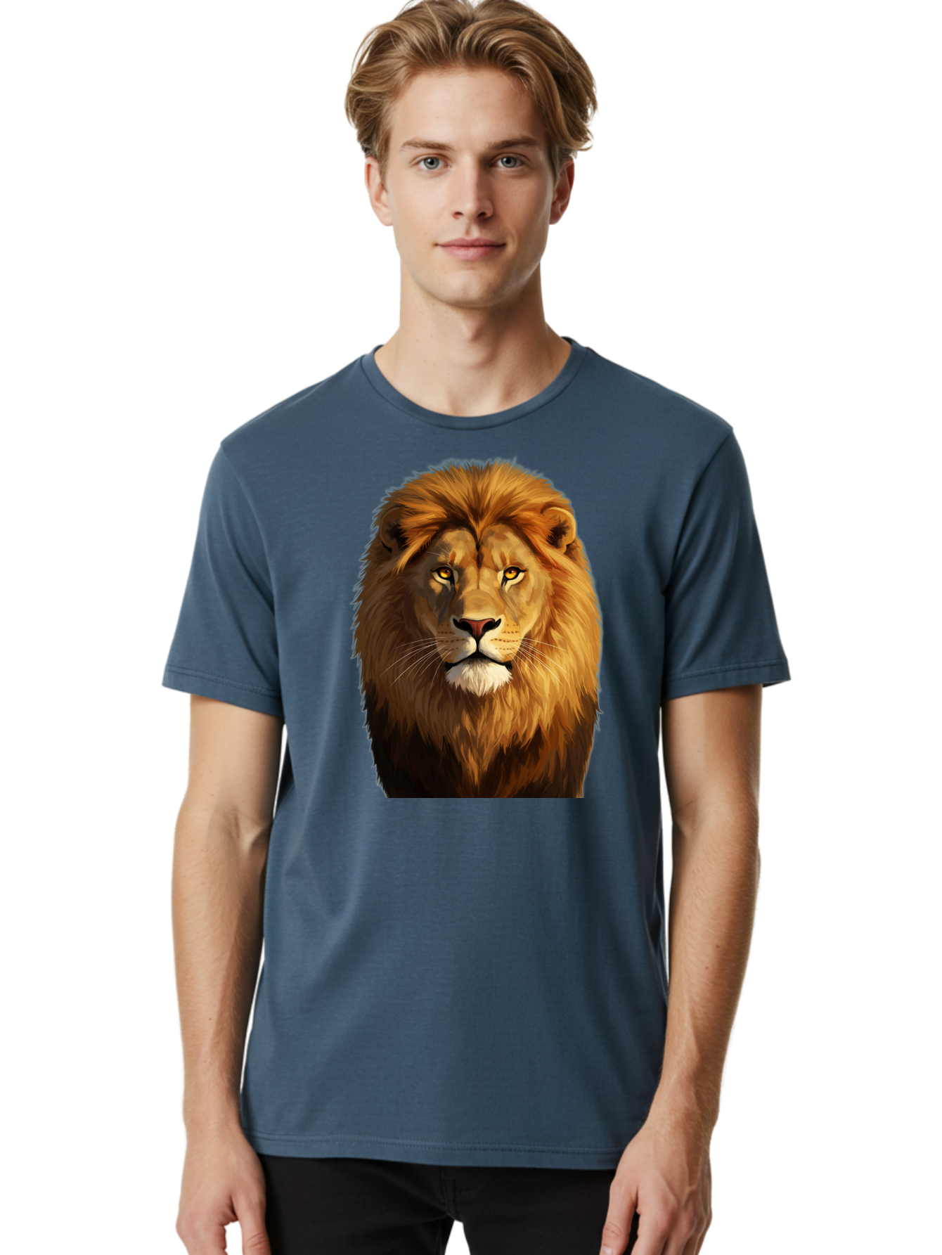 Lion-Portrait-1 Men'S Graphic Tee, 100% Cotton, Comfortable Casual Summer Wear, Machine Washable, Vintage Camera, Old Camera, Antique Camera, Black Camera, Classic Photography, Photography Equipment, Nostalgic Device, Film Camera, Camera Art Bao603