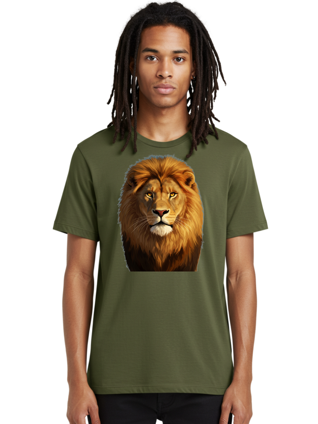 Lion-Portrait-1 Men'S Graphic Tee, 100% Cotton, Comfortable Casual Summer Wear, Machine Washable, Vintage Camera, Old Camera, Antique Camera, Black Camera, Classic Photography, Photography Equipment, Nostalgic Device, Film Camera, Camera Art Bao603