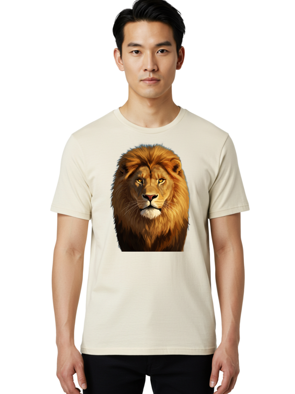 Lion-Portrait-1 Men'S Graphic Tee, 100% Cotton, Comfortable Casual Summer Wear, Machine Washable, Vintage Camera, Old Camera, Antique Camera, Black Camera, Classic Photography, Photography Equipment, Nostalgic Device, Film Camera, Camera Art Bao603