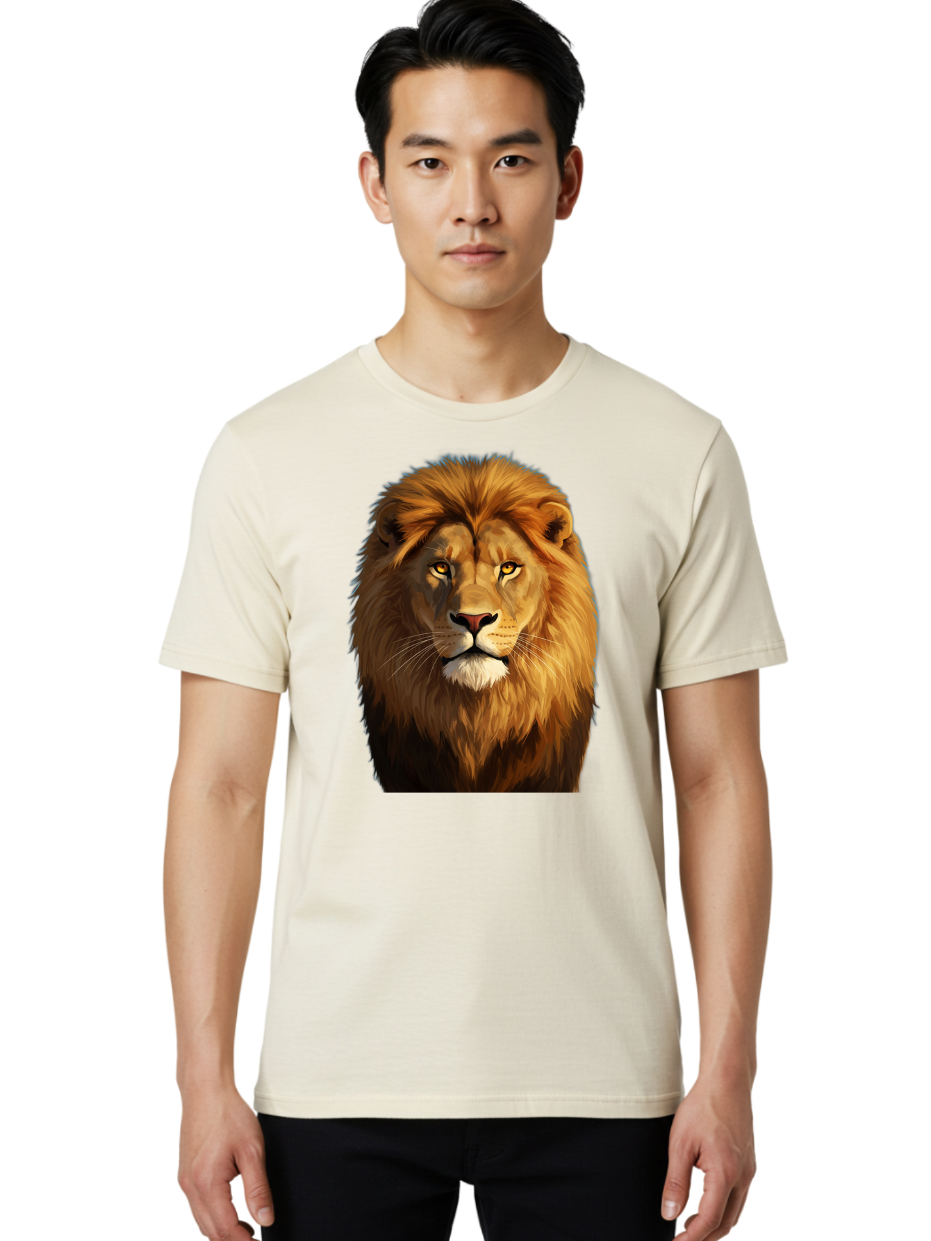 Lion-Portrait-1 Men'S Graphic Tee, 100% Cotton, Comfortable Casual Summer Wear, Machine Washable, Vintage Camera, Old Camera, Antique Camera, Black Camera, Classic Photography, Photography Equipment, Nostalgic Device, Film Camera, Camera Art Bao603