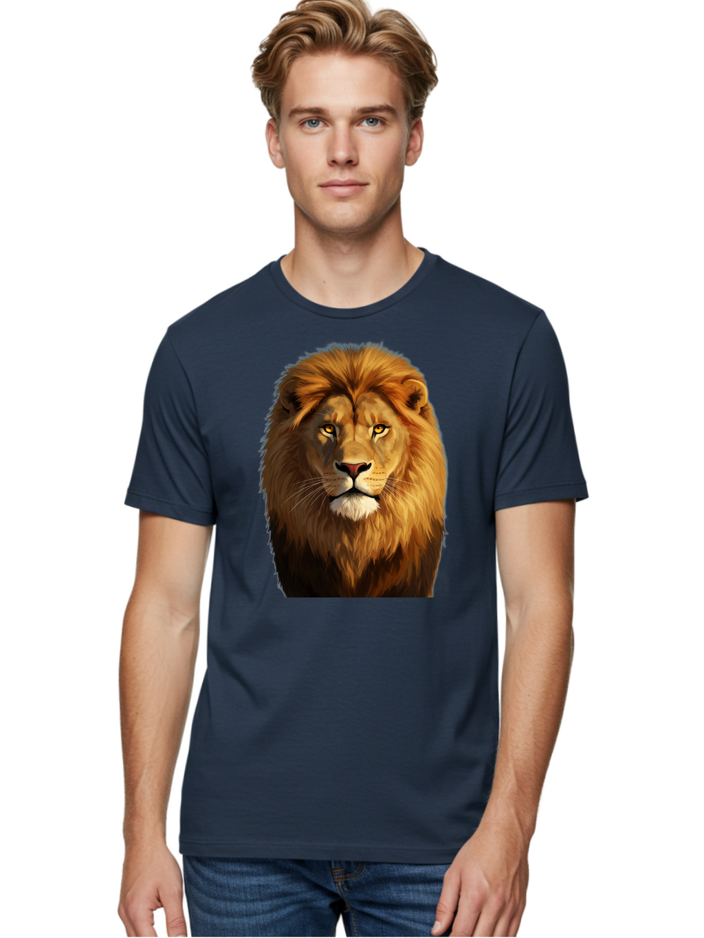 Lion-Portrait-1 Men'S Graphic Tee, 100% Cotton, Comfortable Casual Summer Wear, Machine Washable, Vintage Camera, Old Camera, Antique Camera, Black Camera, Classic Photography, Photography Equipment, Nostalgic Device, Film Camera, Camera Art Bao603