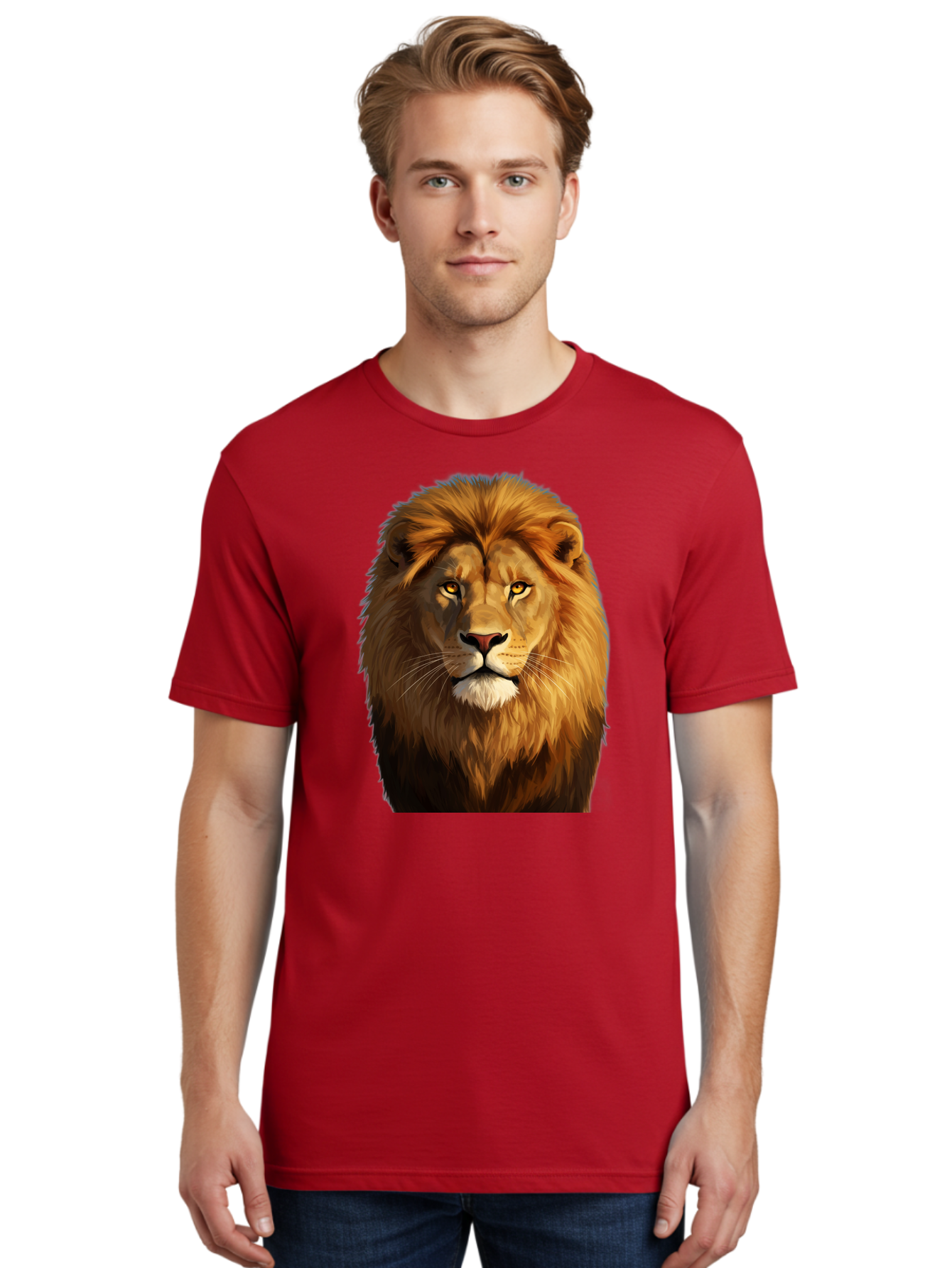 Lion-Portrait-1 Men'S Graphic Tee, 100% Cotton, Comfortable Casual Summer Wear, Machine Washable, Vintage Camera, Old Camera, Antique Camera, Black Camera, Classic Photography, Photography Equipment, Nostalgic Device, Film Camera, Camera Art Bao603
