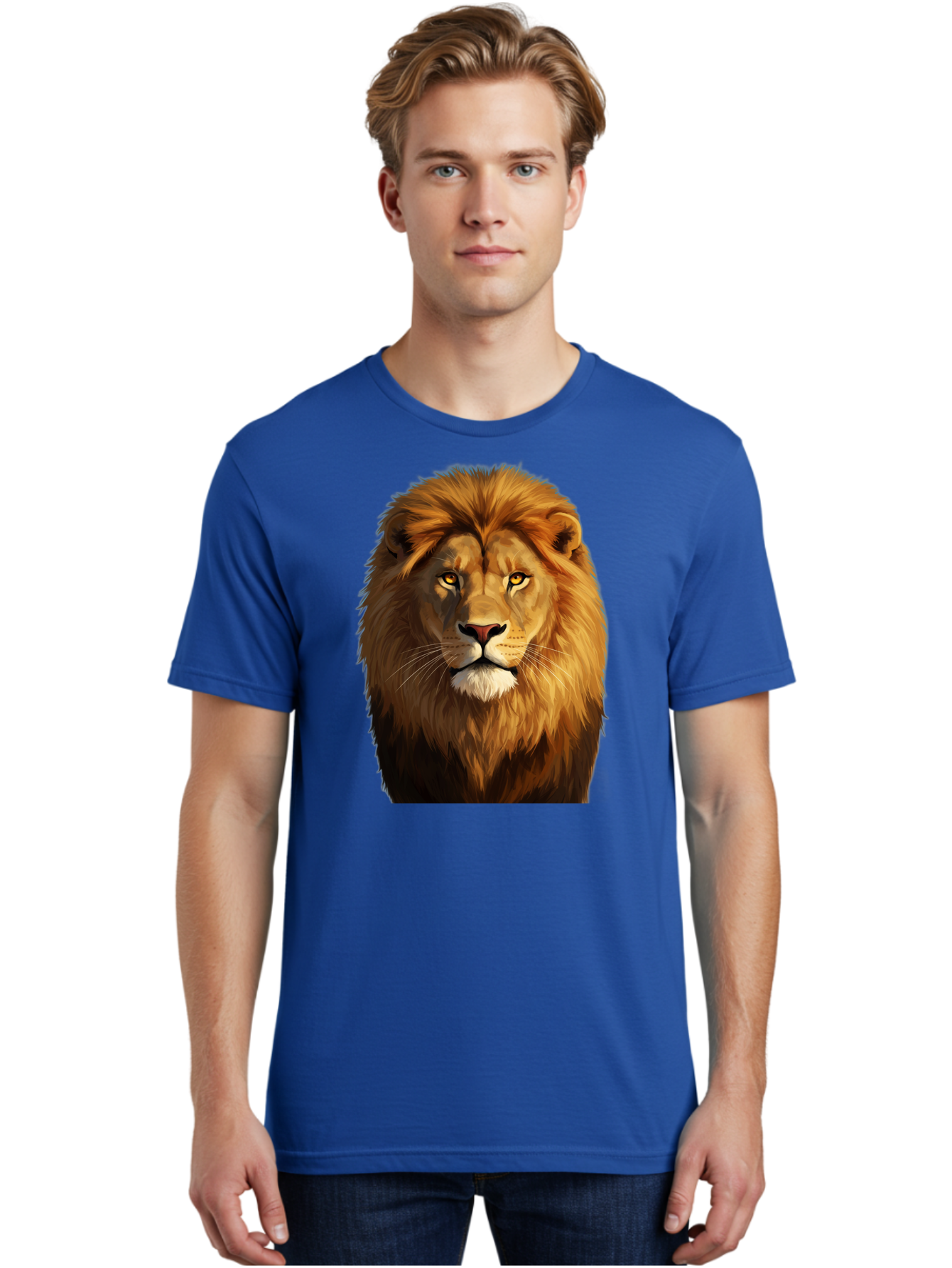 Lion-Portrait-1 Men'S Graphic Tee, 100% Cotton, Comfortable Casual Summer Wear, Machine Washable, Vintage Camera, Old Camera, Antique Camera, Black Camera, Classic Photography, Photography Equipment, Nostalgic Device, Film Camera, Camera Art Bao603