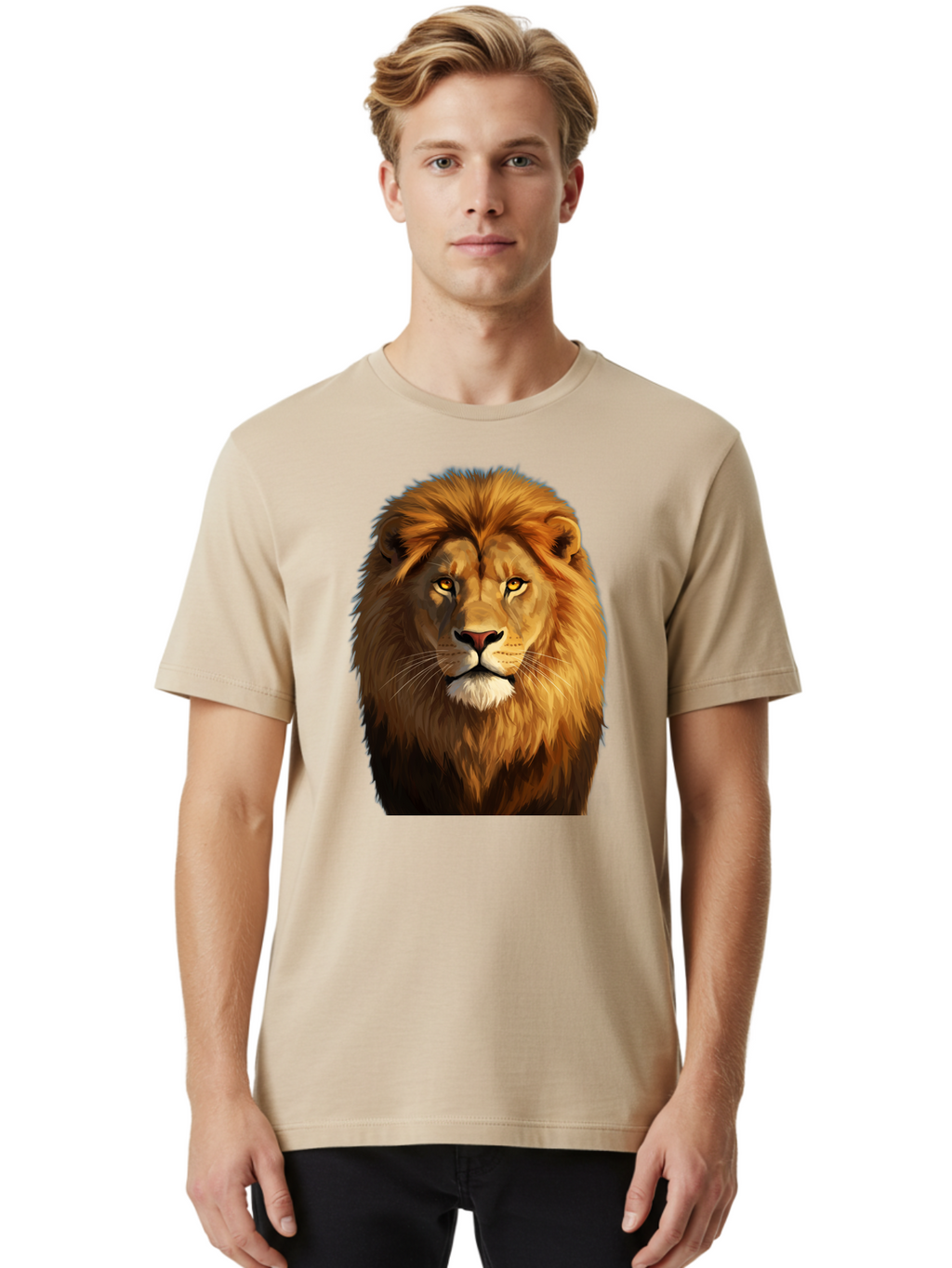 Lion-Portrait-1 Men'S Graphic Tee, 100% Cotton, Comfortable Casual Summer Wear, Machine Washable, Vintage Camera, Old Camera, Antique Camera, Black Camera, Classic Photography, Photography Equipment, Nostalgic Device, Film Camera, Camera Art Bao603