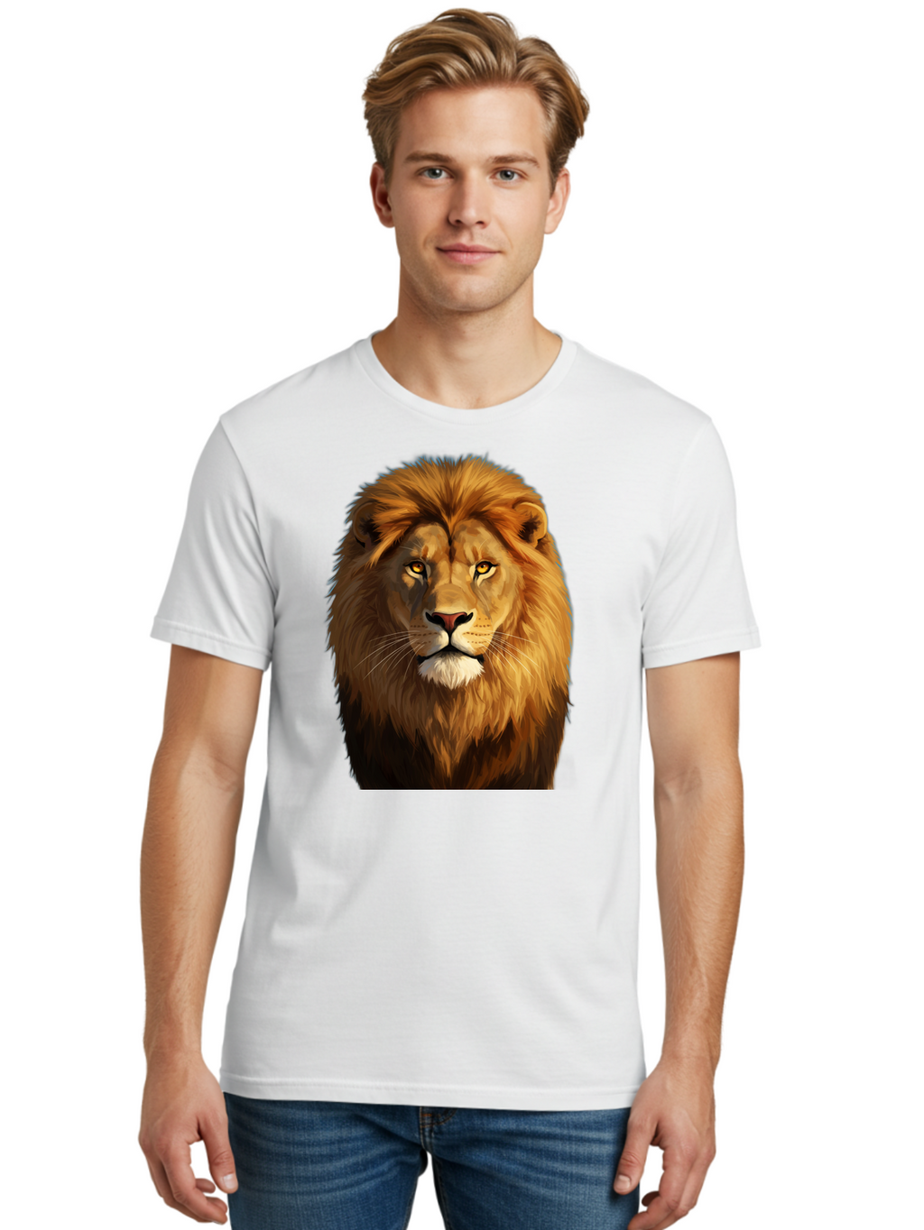 Lion-Portrait-1 Men'S Graphic Tee, 100% Cotton, Comfortable Casual Summer Wear, Machine Washable, Vintage Camera, Old Camera, Antique Camera, Black Camera, Classic Photography, Photography Equipment, Nostalgic Device, Film Camera, Camera Art Bao603