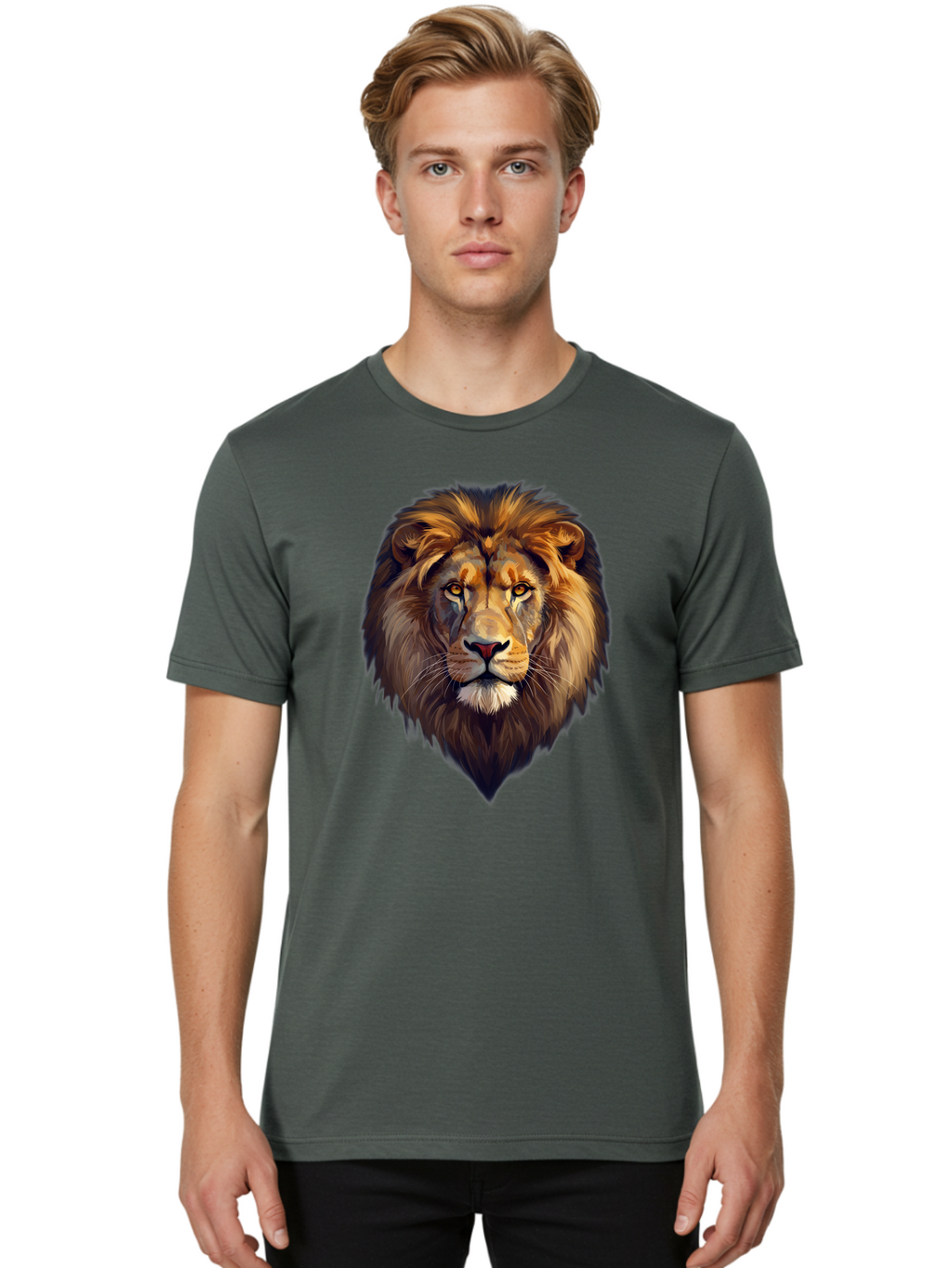 Lion-Portrait Men'S Graphic Tee, 100% Cotton, Comfortable Casual Summer Wear, Machine Washable, Vintage Camera, Old Camera, Antique Camera, Black Camera, Classic Photography, Photography Equipment, Nostalgic Device, Film Camera, Camera Art Bao604