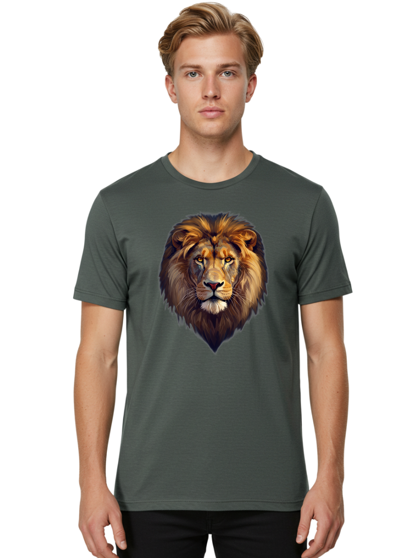 Lion-Portrait Men'S Graphic Tee, 100% Cotton, Comfortable Casual Summer Wear, Machine Washable, Vintage Camera, Old Camera, Antique Camera, Black Camera, Classic Photography, Photography Equipment, Nostalgic Device, Film Camera, Camera Art Bao604
