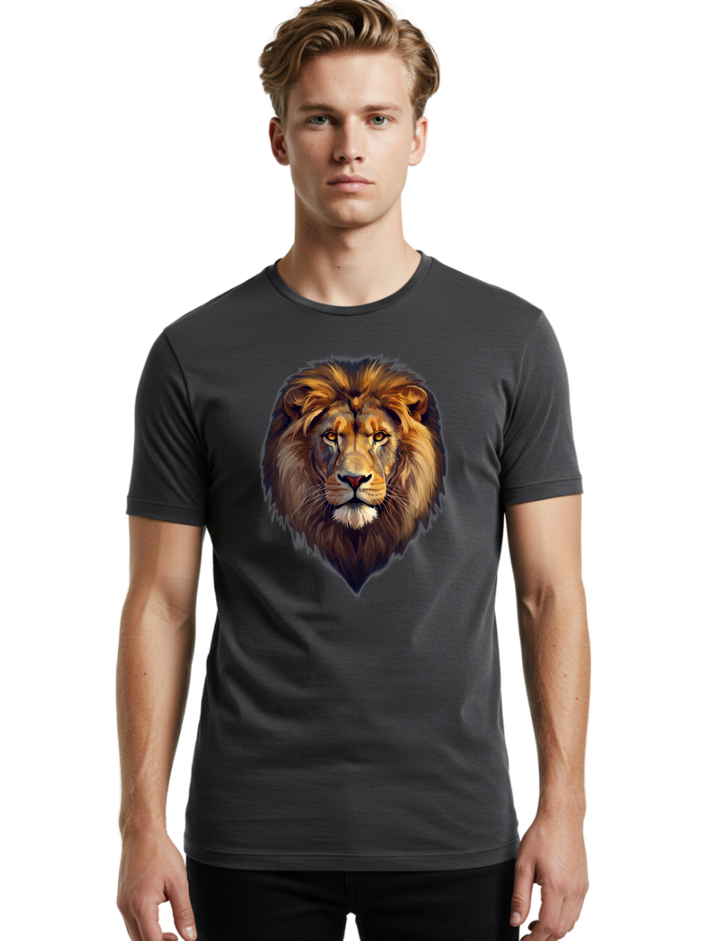 Lion-Portrait Men'S Graphic Tee, 100% Cotton, Comfortable Casual Summer Wear, Machine Washable, Vintage Camera, Old Camera, Antique Camera, Black Camera, Classic Photography, Photography Equipment, Nostalgic Device, Film Camera, Camera Art Bao604